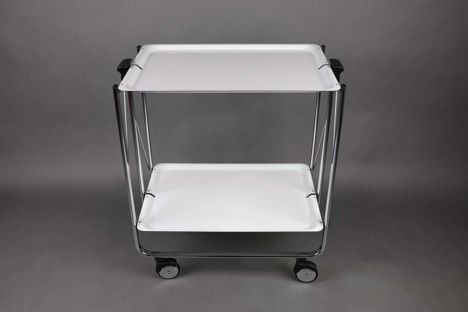 1990s Folding Table | Chrome Serving Trolley | Retro Bar Cart | Mid Century Modern Utility Cart For Kitchen & Dining