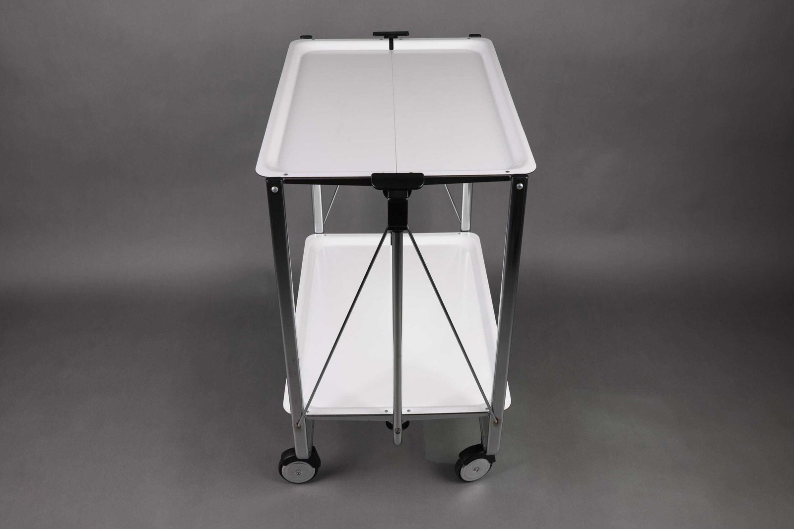 1990s Folding Table | Chrome Serving Trolley | Retro Bar Cart | Mid Century Modern Utility Cart For Kitchen & Dining photo for sale