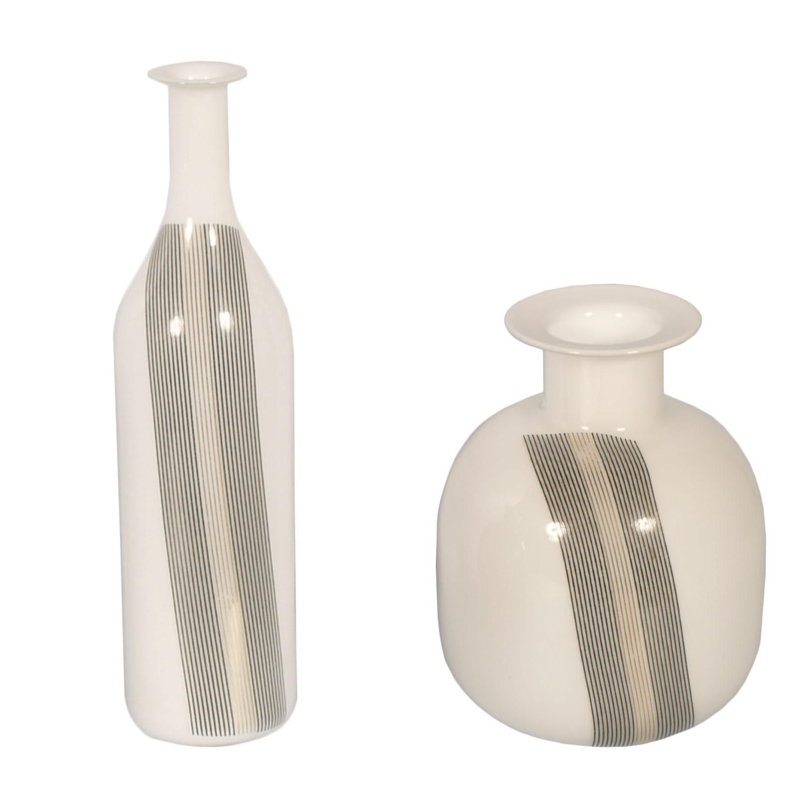 Vase Tapio Wirkkala For Venini Attributable, In Blown Lattimio Murano Glass, Set