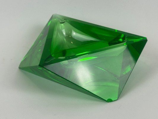 Art Deco Green Glass Ashtray Attributed To Moser, 1930s photo for sale