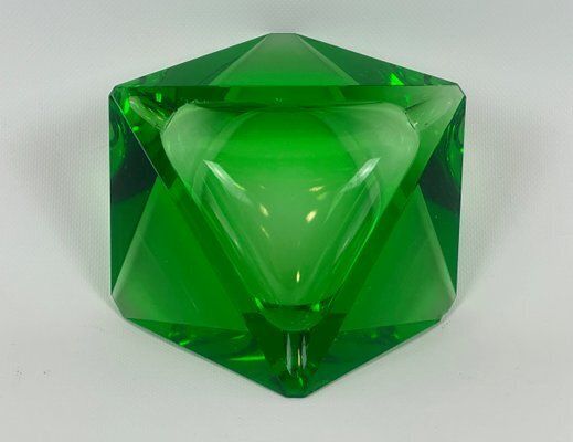 Art Deco Green Glass Ashtray Attributed To Moser, 1930s photo vinterior