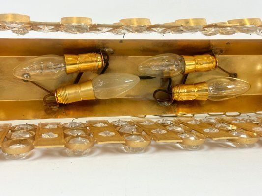 photo buy Crystal And Gilt Brass Chandelier From Palwa, 1960s
