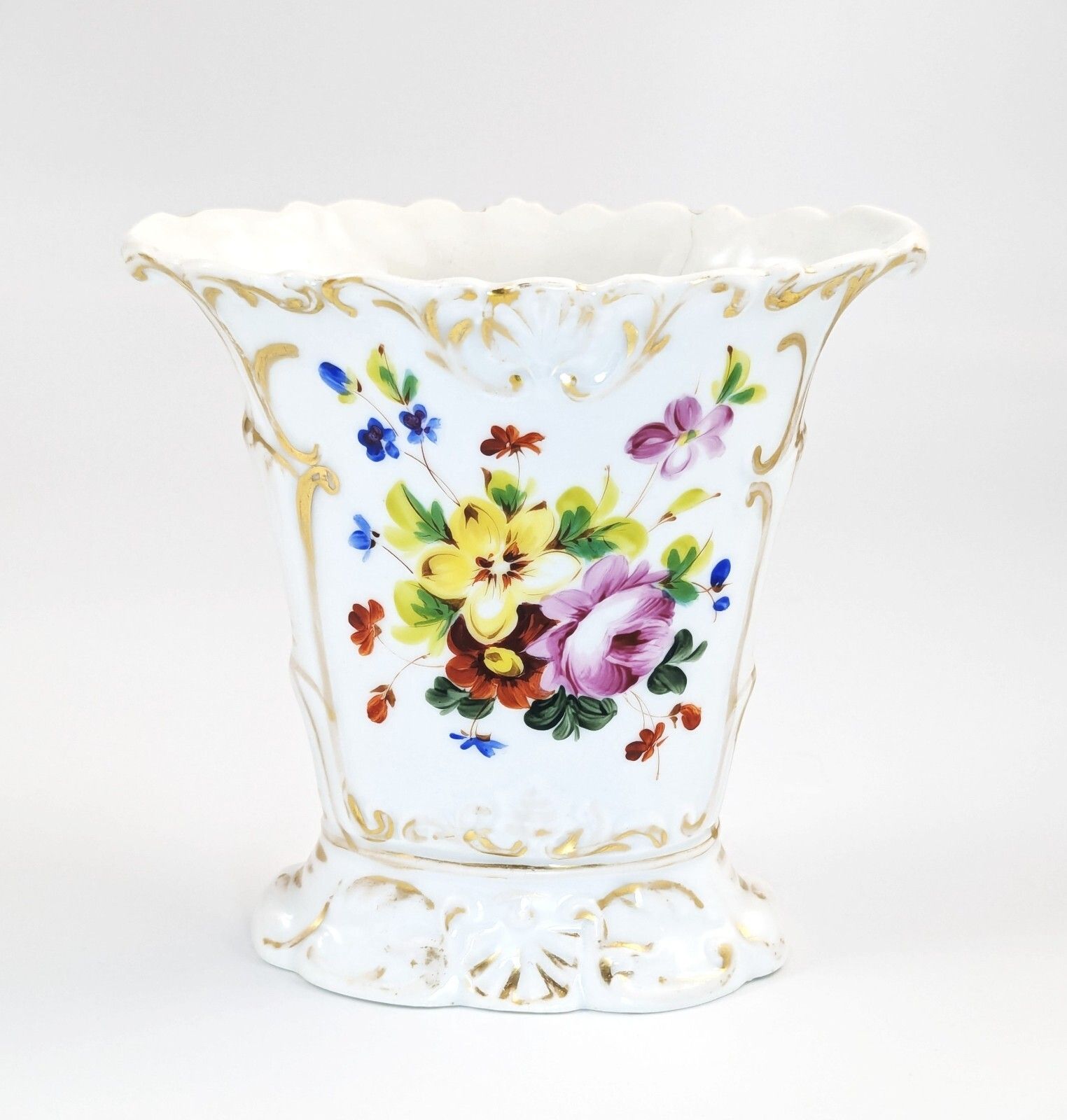 Old Paris Porcelain Vase, Jacob Petit Style, Hand Painted Floral, C. 1850 France photo 250.0