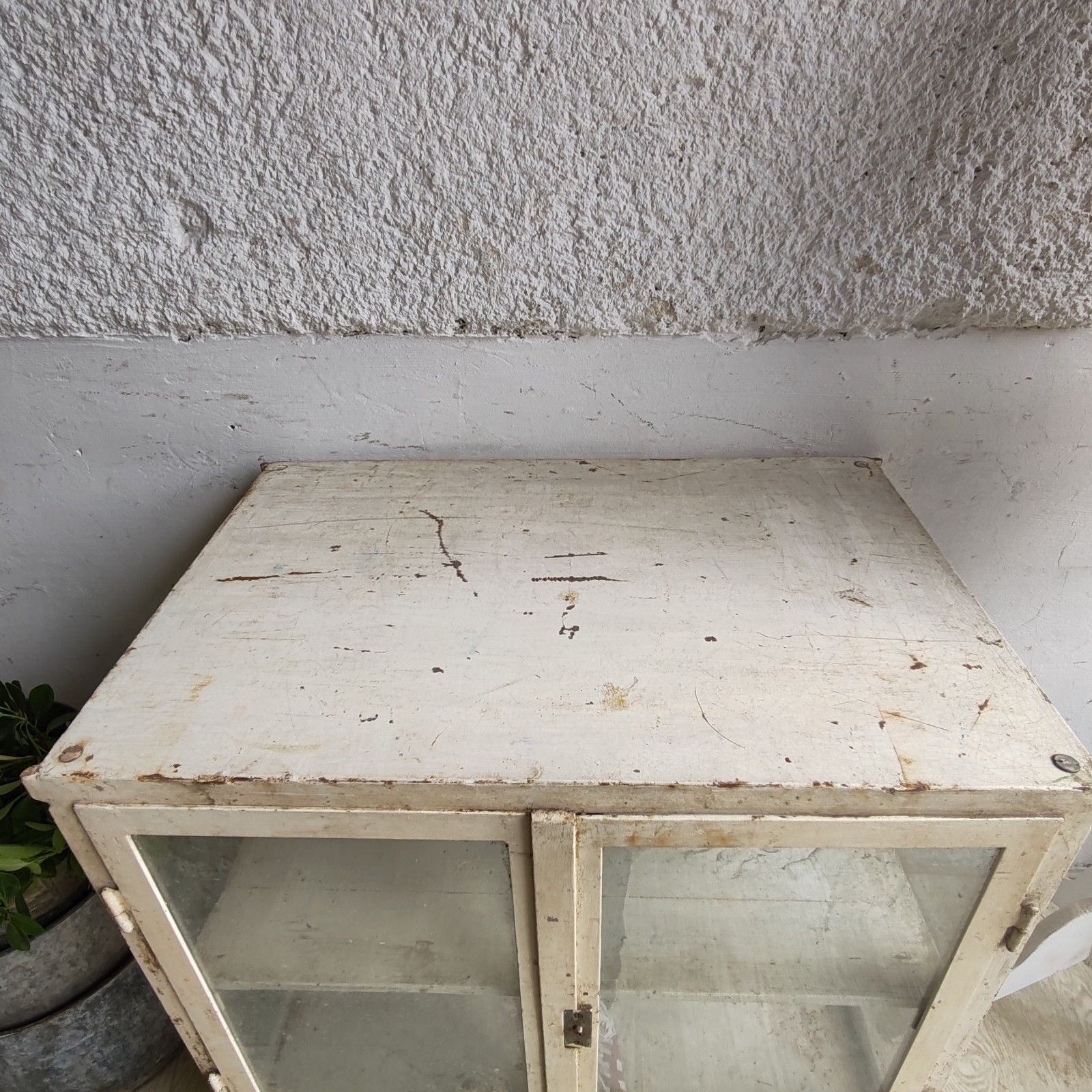 photo furniture 1920s Central European Medical Cabinet – Metal & Glass, Strong Casters, Rare