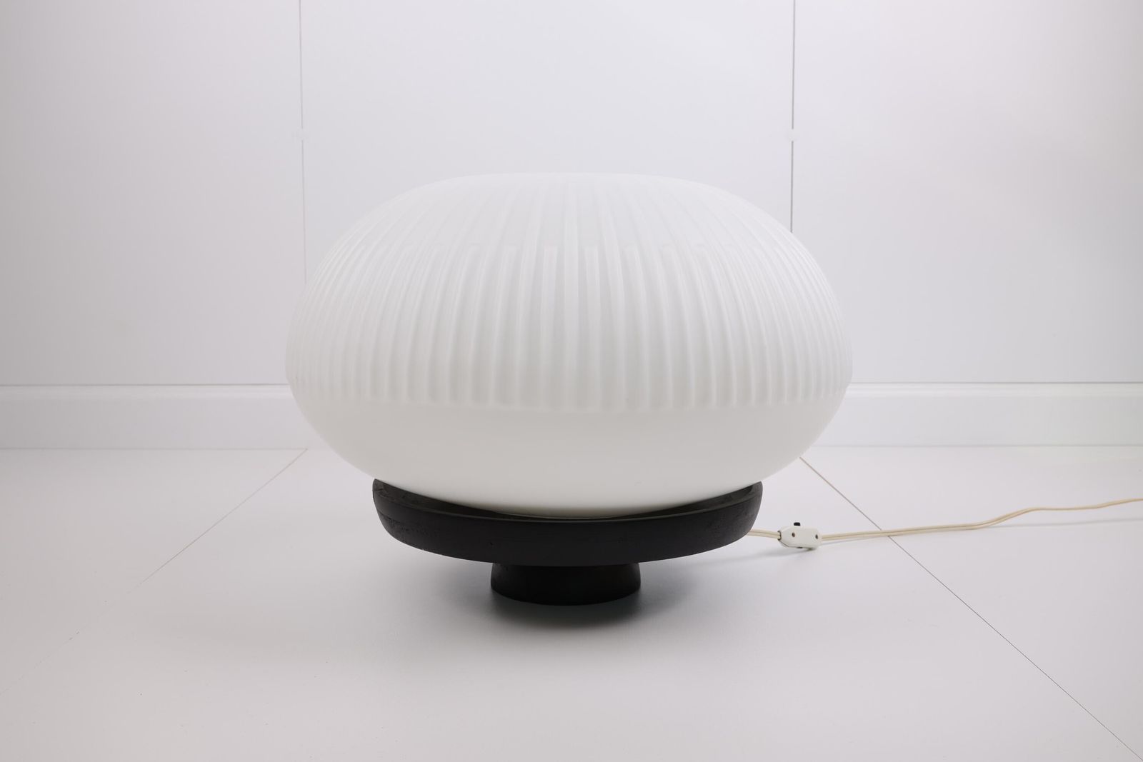 Vintage Mid Century Modern Mushroom Table Lamp | Opal Glass Globe Lamp | 1970s Home Decor | Unique Nightstand Lamp | Art Deco Accent Light photo for sale