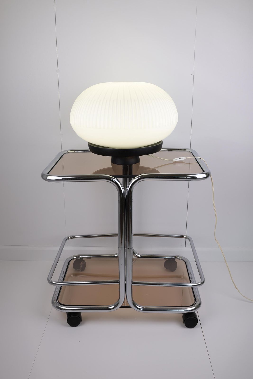 Vintage Mid Century Modern Mushroom Table Lamp | Opal Glass Globe Lamp | 1970s Home Decor | Unique Nightstand Lamp | Art Deco Accent Light photo 238.0