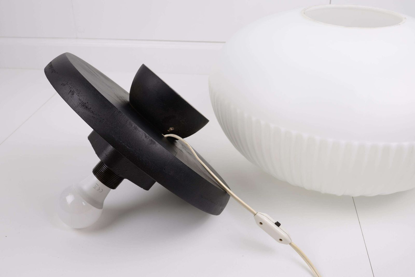 photo furniture Vintage Mid Century Modern Mushroom Table Lamp | Opal Glass Globe Lamp | 1970s Home Decor | Unique Nightstand Lamp | Art Deco Accent Light