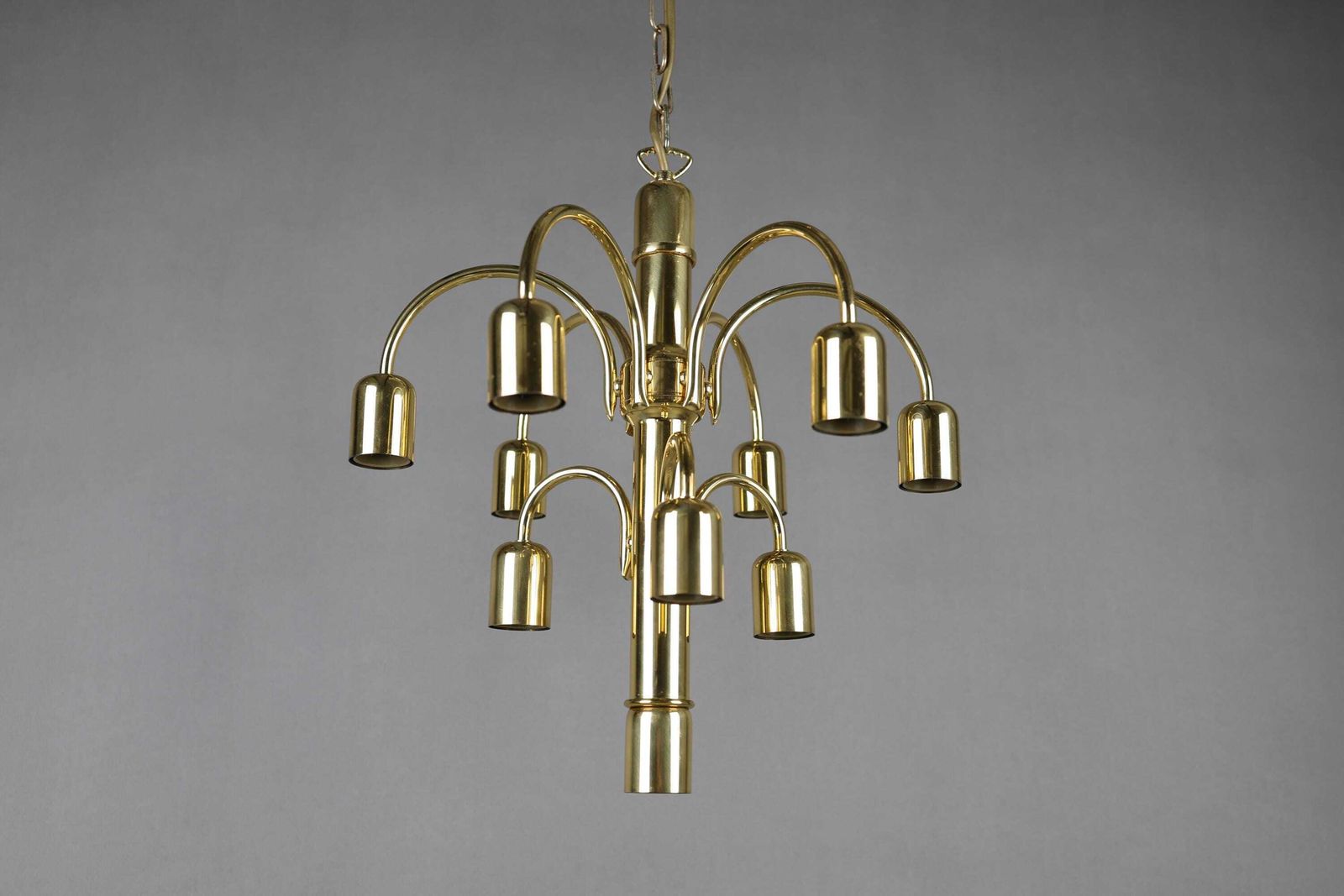 photo furniture 1970s Gold Chandelier | Mid Century Ceiling Light | Vintage Glass Globe Pendant