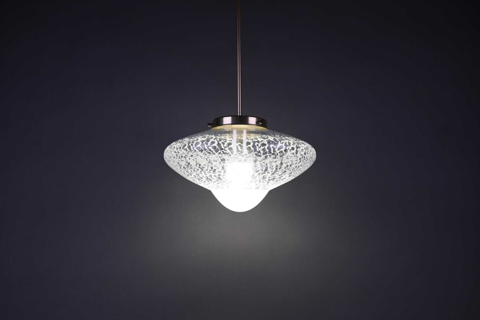 photo furniture Vintage 1970s Glass Pendant Light | Mid Century Ceiling Lamp | Textured Glass Ufo Light Fixture