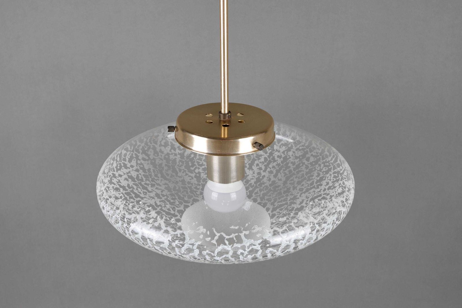 photo for sale Vintage 1970s Glass Pendant Light | Mid Century Ceiling Lamp | Textured Glass Ufo Light Fixture