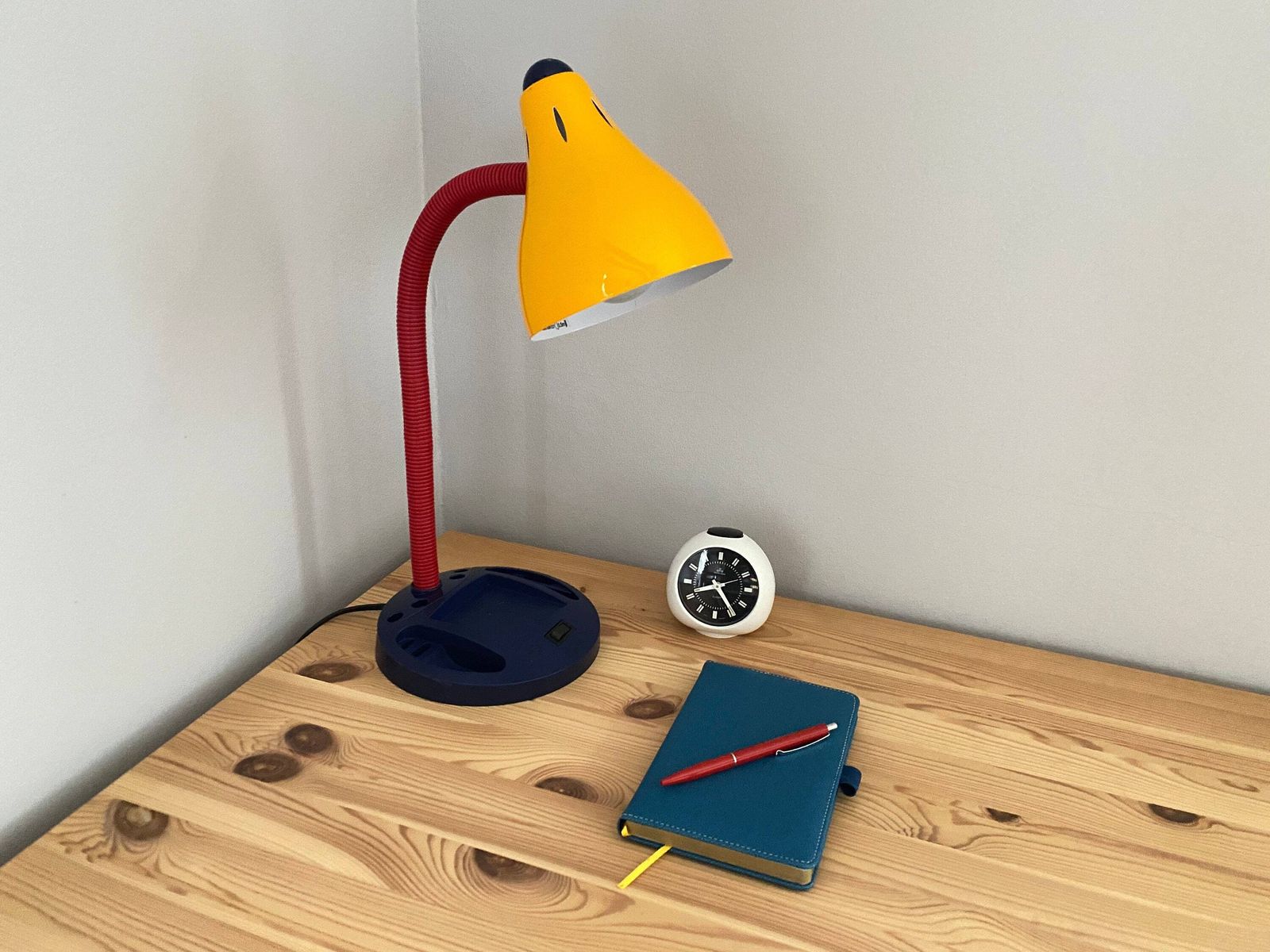 Postmodern Pop Art Table Lamp . Primary Colors Memphis Style Desk Lamp By Massive Belgium. Multicolor Yellow Red Blue Lamp photo for sale