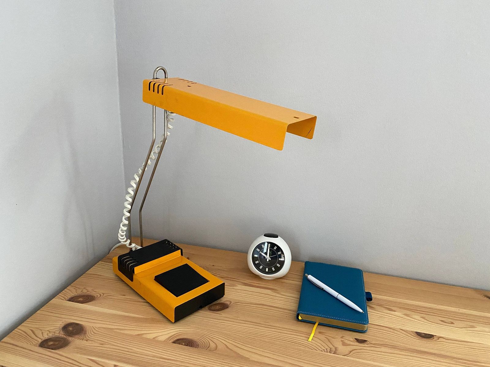 Mid Century Modern Table/Wall Lamp Tesla Industrial Style . Yellow Desktop Metal Lamp Czechoslovakia