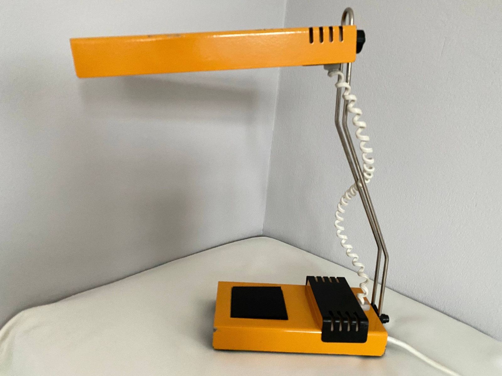 Mid Century Modern Table/Wall Lamp Tesla Industrial Style . Yellow Desktop Metal Lamp Czechoslovakia photo furniture