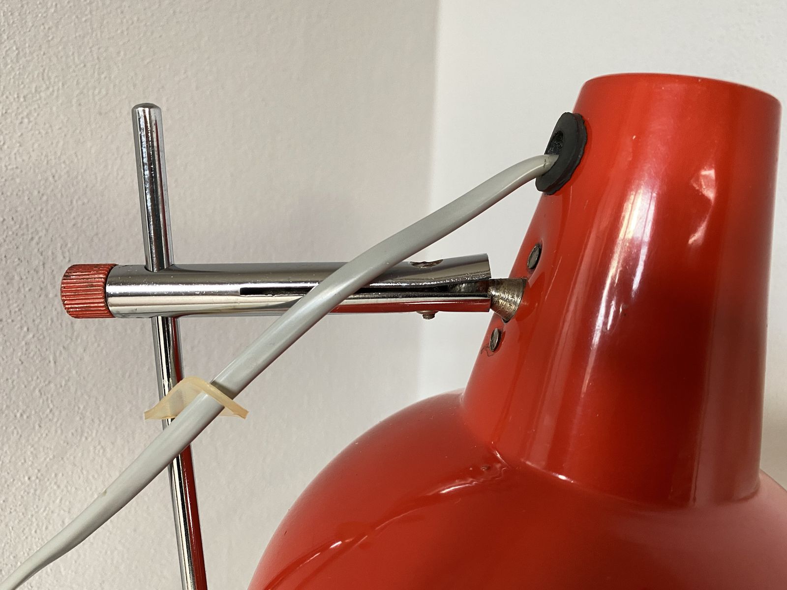Retro Desk Lamp By Josef Hurka For Lidokov, 1970s , Mid Century Red Lamp photo vinterior