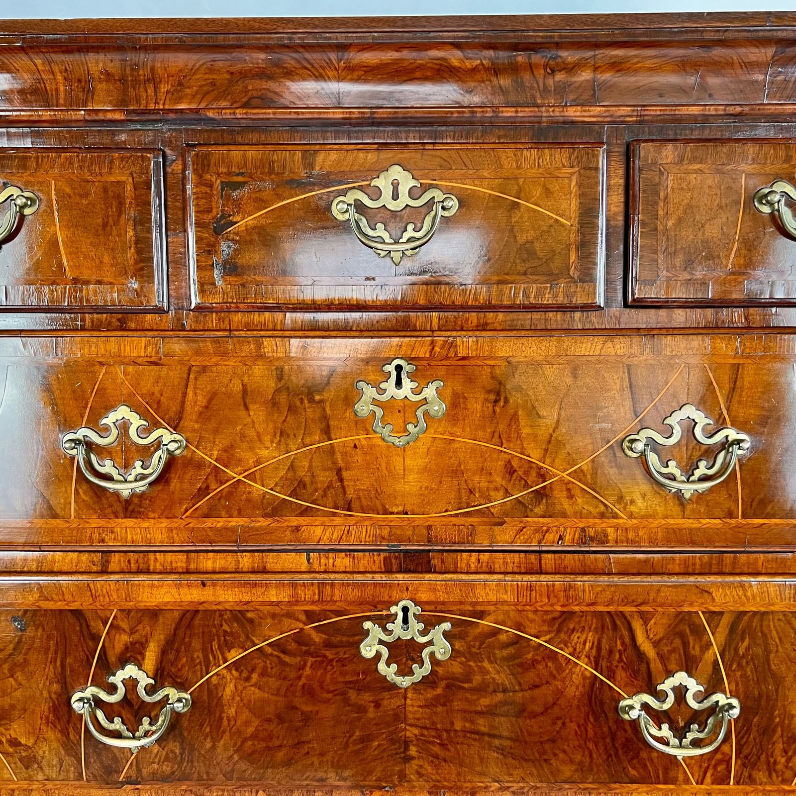 George II Inlaid Walnut Chest On Chest photo for sale