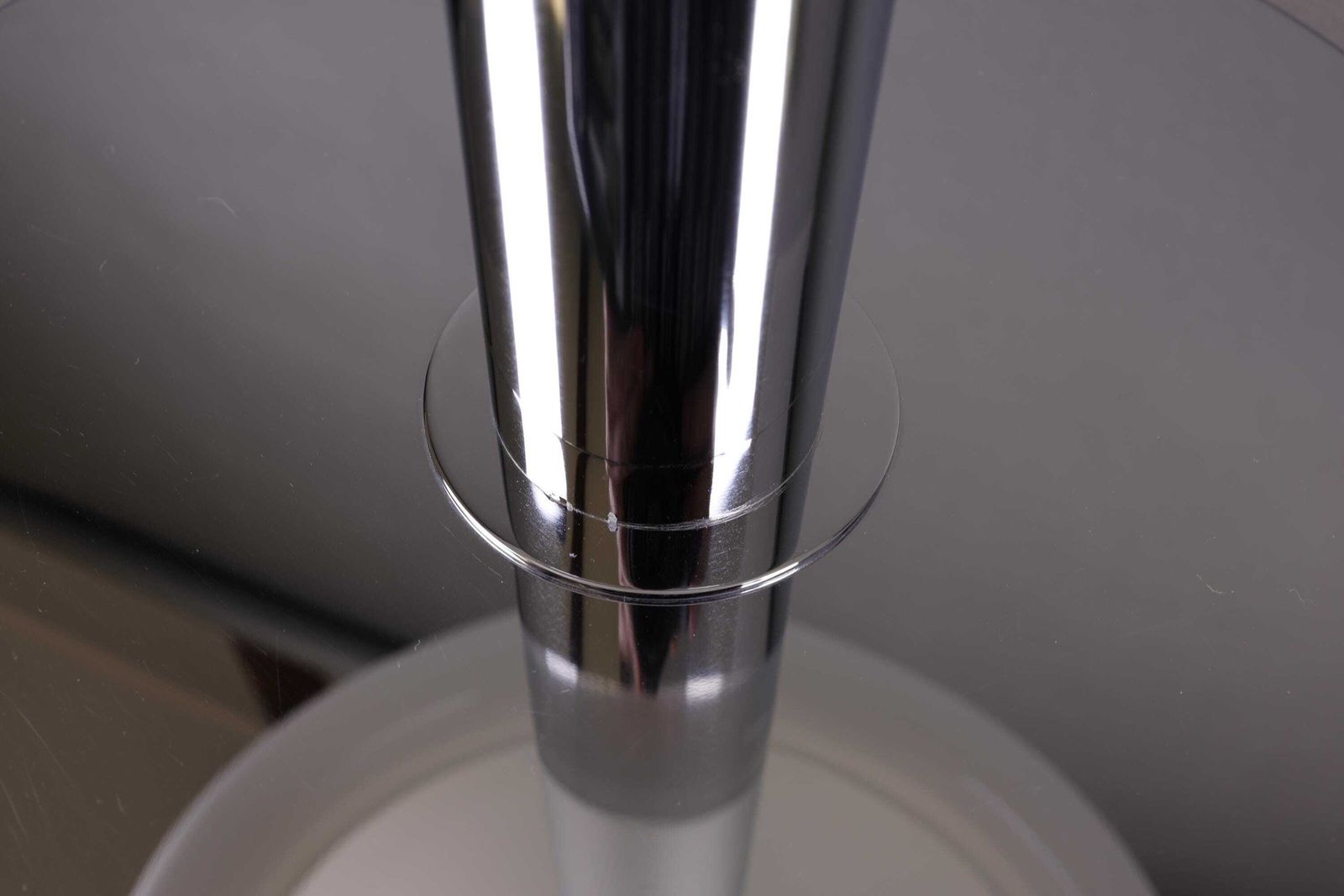1990s German Large Table Lamp | Chrome And White Plastic Shade | Retro Lighting For Office Or Living Room photo vintage