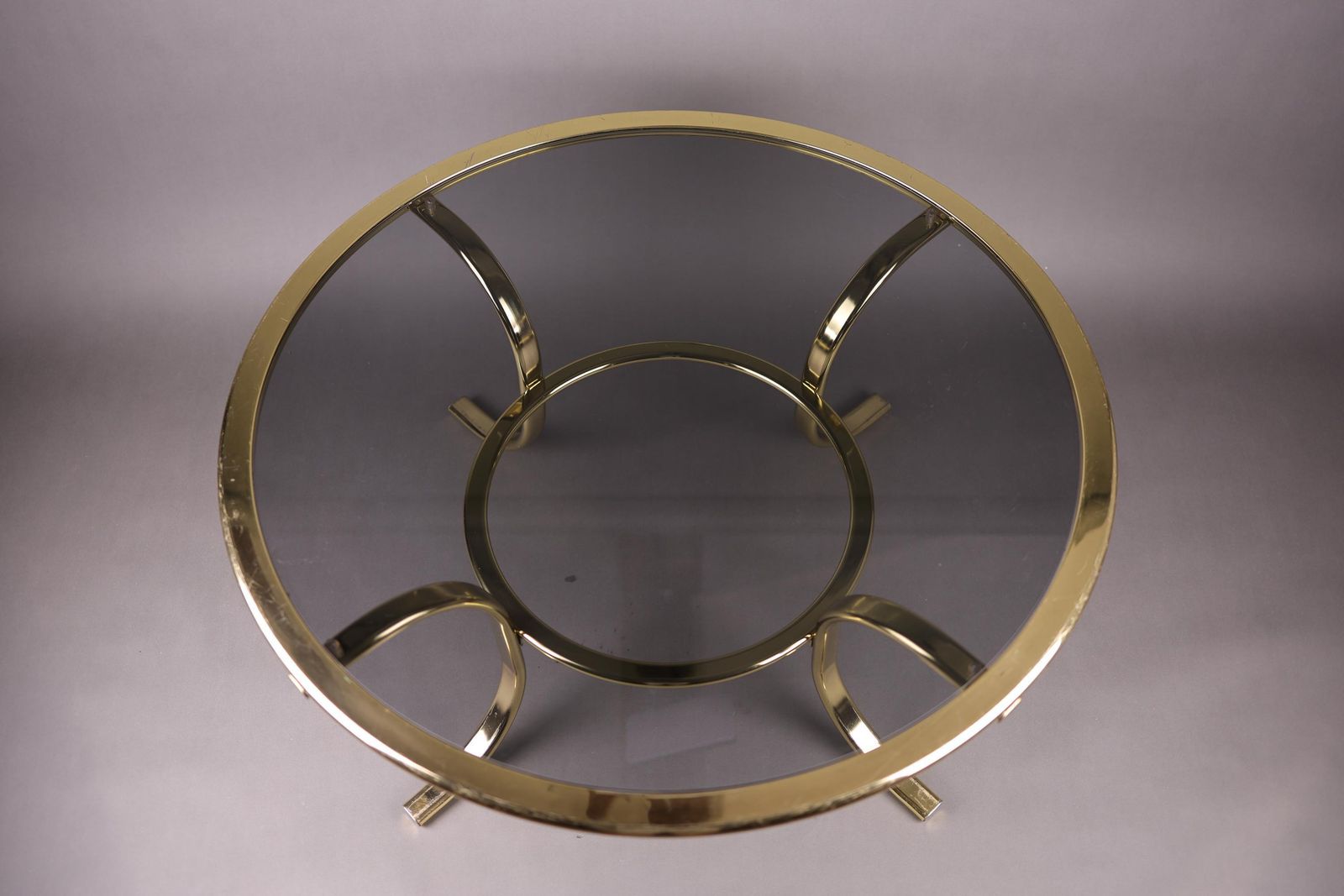 1970s Smoked Glass Coffee Table | Gold Accent Table | Mid Century Modern Glam Furniture photo 414.0