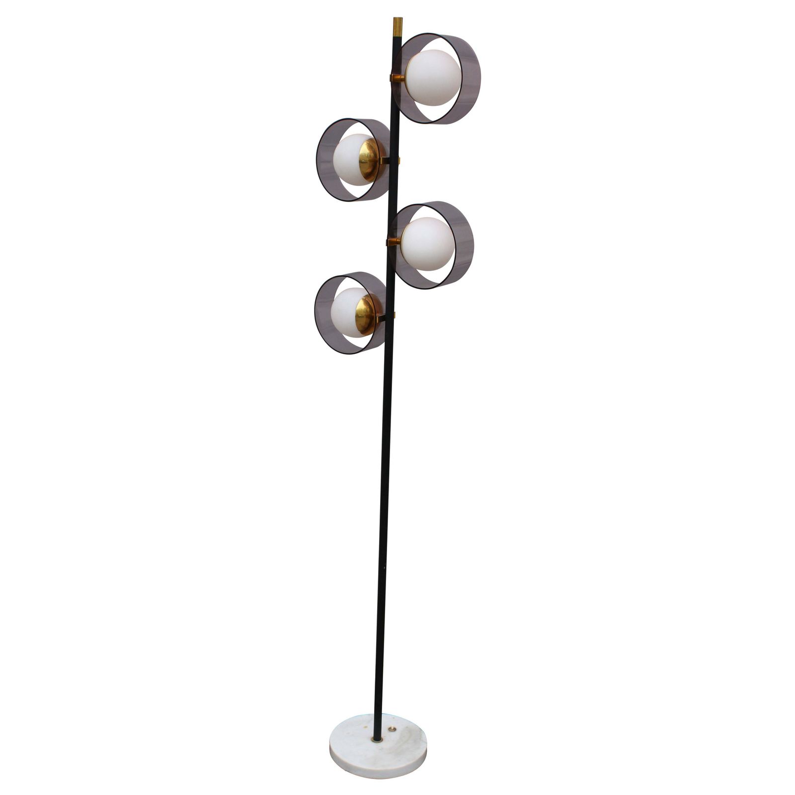 Floor Lamp In Brass And Marble Stilux Milano Italy 1950