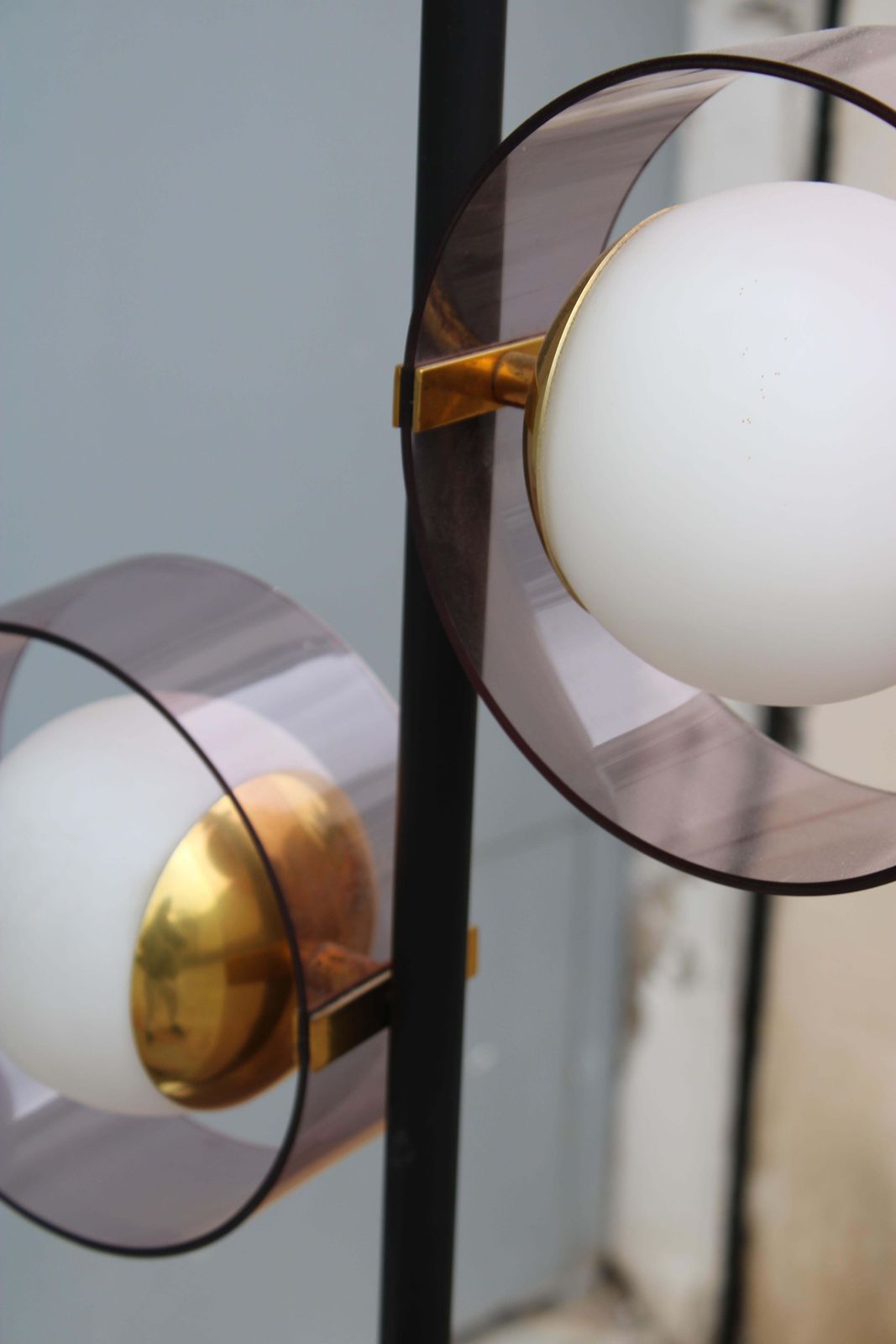 photo vintage Floor Lamp In Brass And Marble Stilux Milano Italy 1950