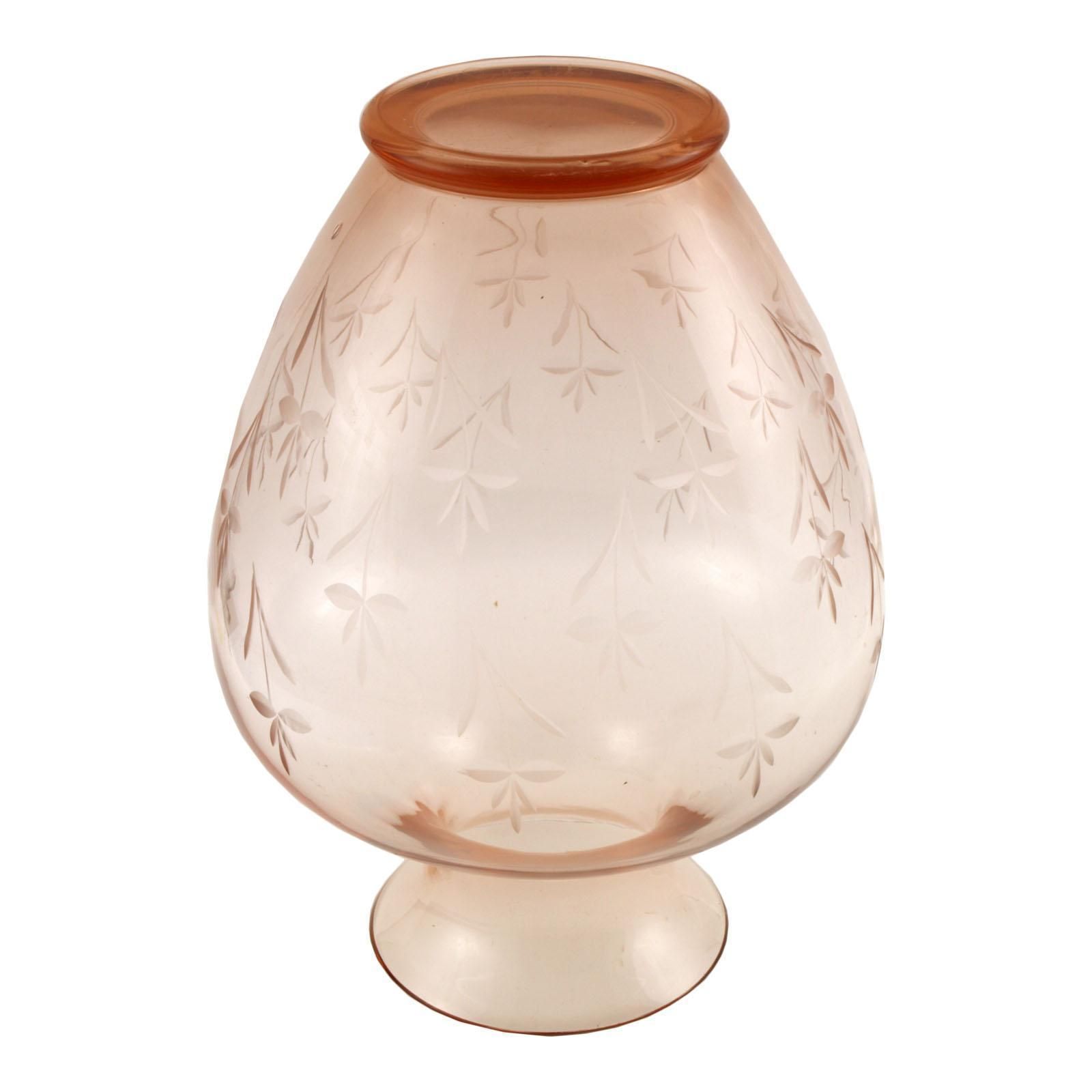 Art Nouveau Large Amphora Vase, Salviati Murano, Amber, Etched Floral Motifs photo for sale