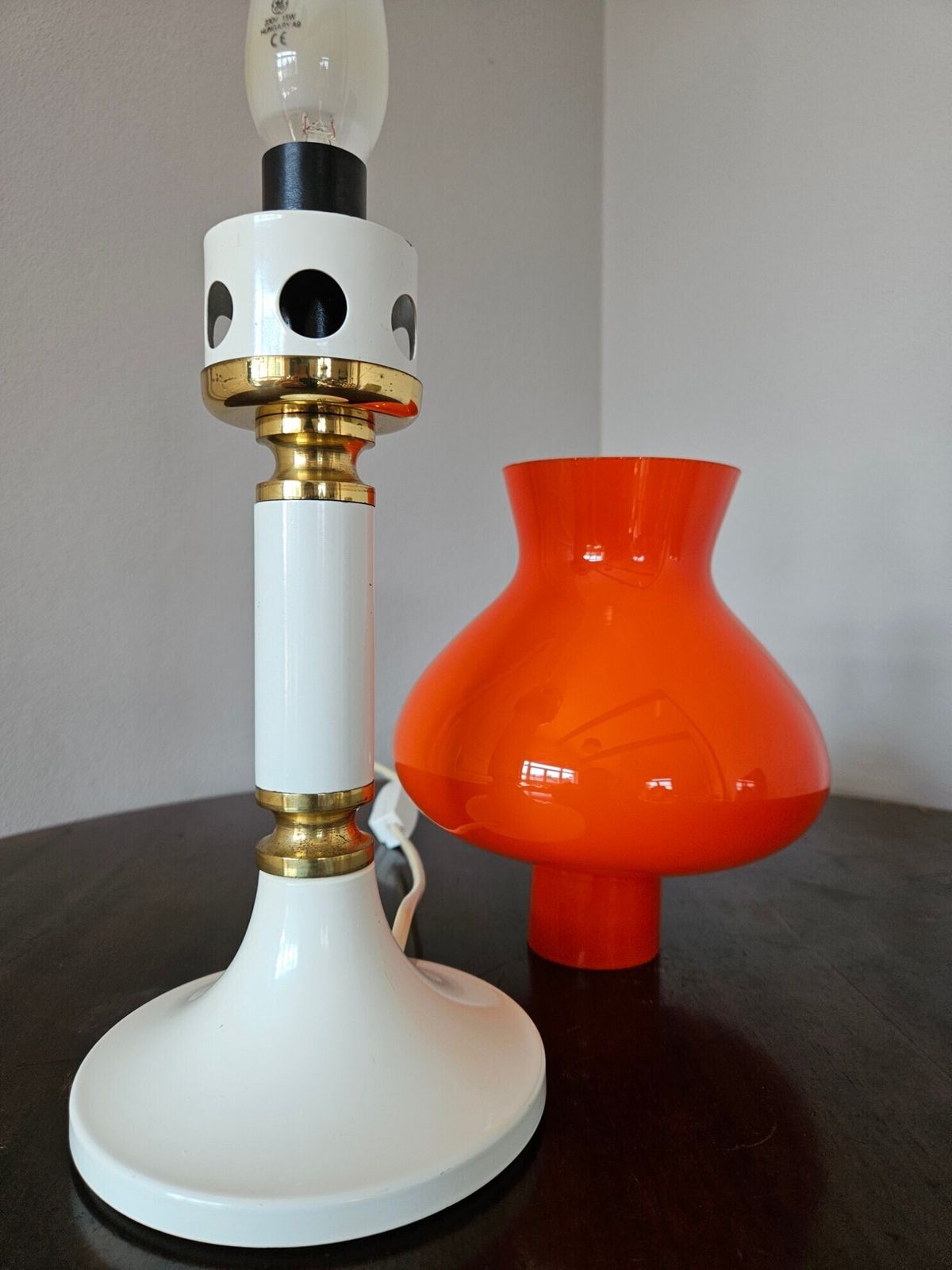 photo furniture Vintage Mid Century Modern Lamp Orange Glass Shade Home Decor Table Lighting Retro Bedroom Living Room Accent Desk Antique Style