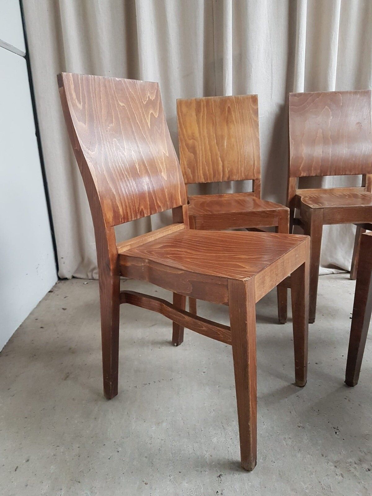 Vtg Mid Century Style Industrial Set Of 4 Stacking Dining Chairs Retro R665 photo buy