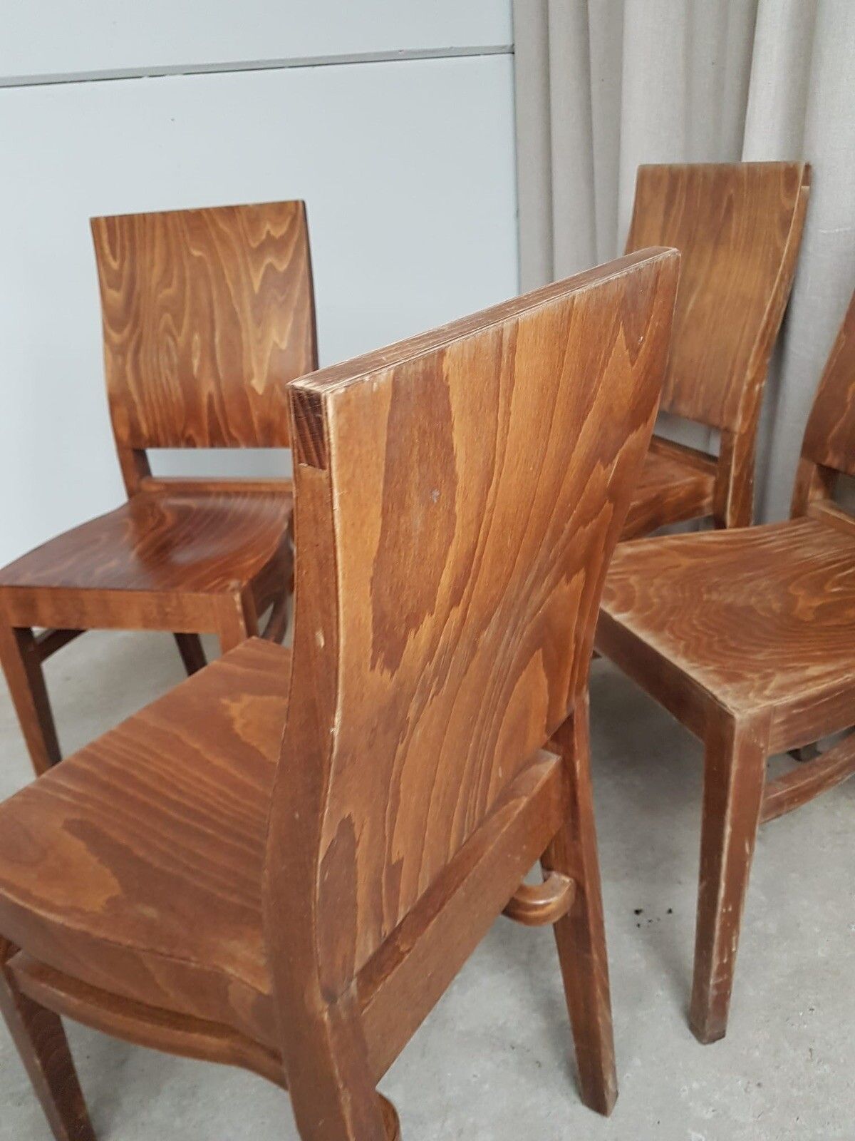 photo for sale Vtg Mid Century Style Industrial Set Of 4 Stacking Dining Chairs Retro R665