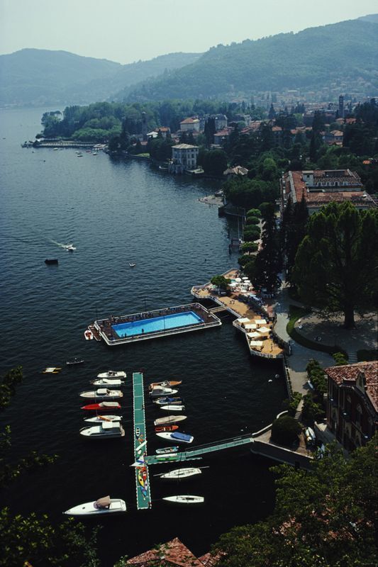 Slim Aarons 'Hotel On Lake Como' Framed White