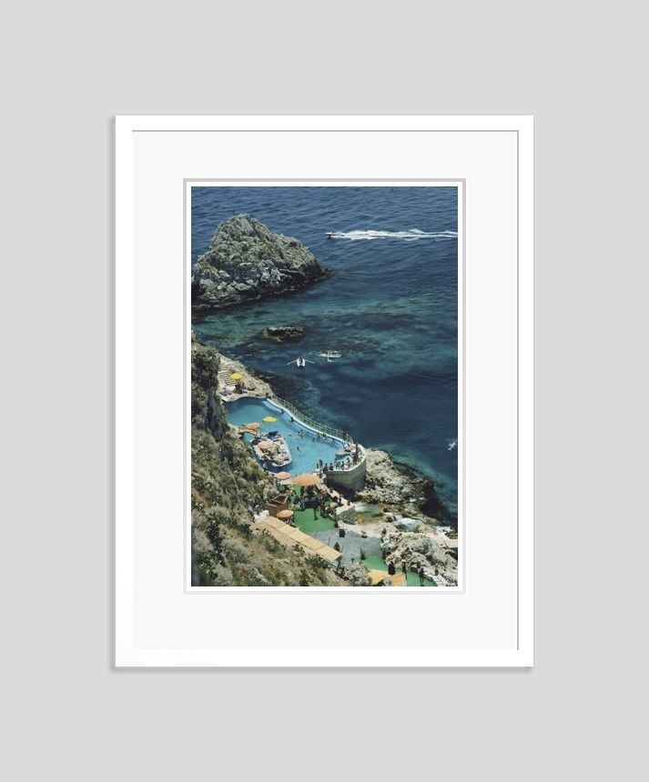 Slim Aarons 'Hotel Taormina Pool' Framed White photo furniture