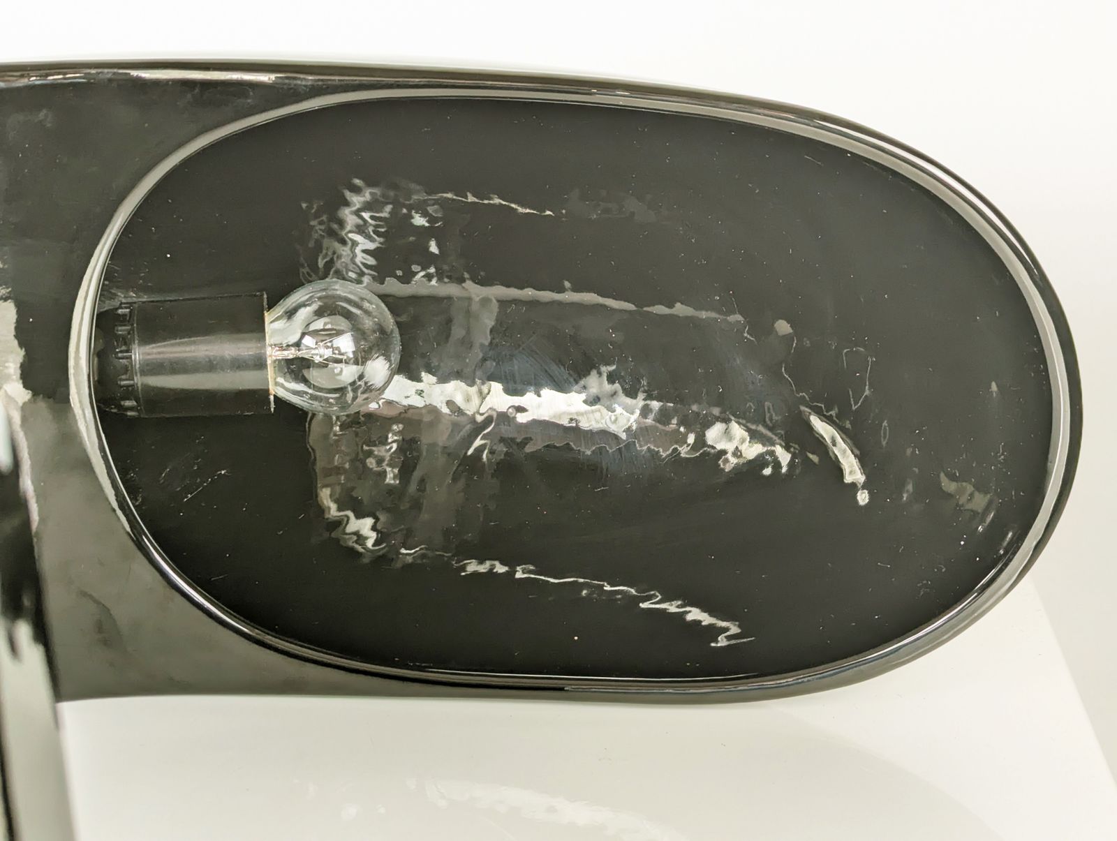 Large Black Glazed Ceramic 1970s Table Lamp By Ivo Sedazzari For Prisma photo for sale