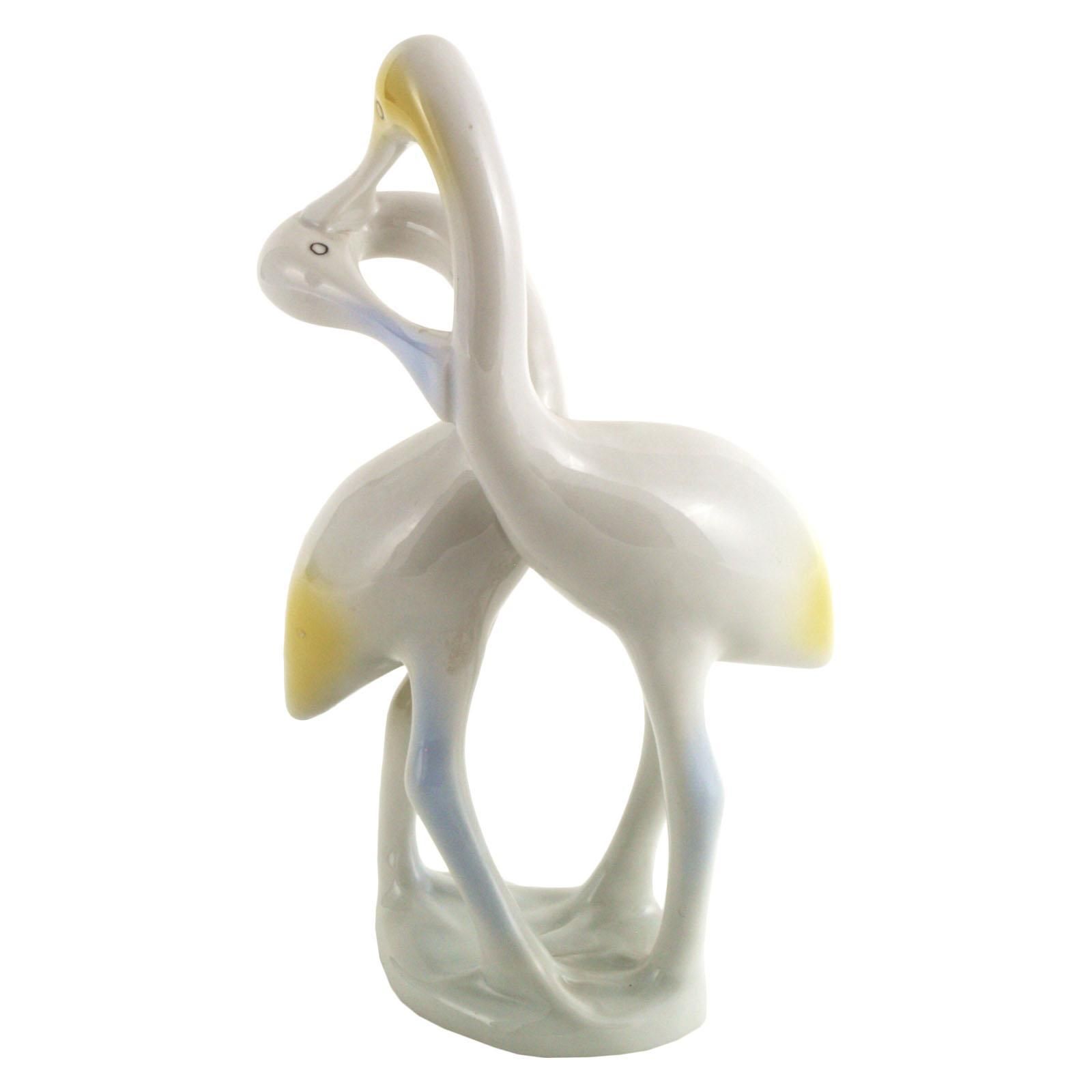 Midcentury Art Deco Hungarian Porcelain Statuette Swans Couple By Holloaza photo furniture