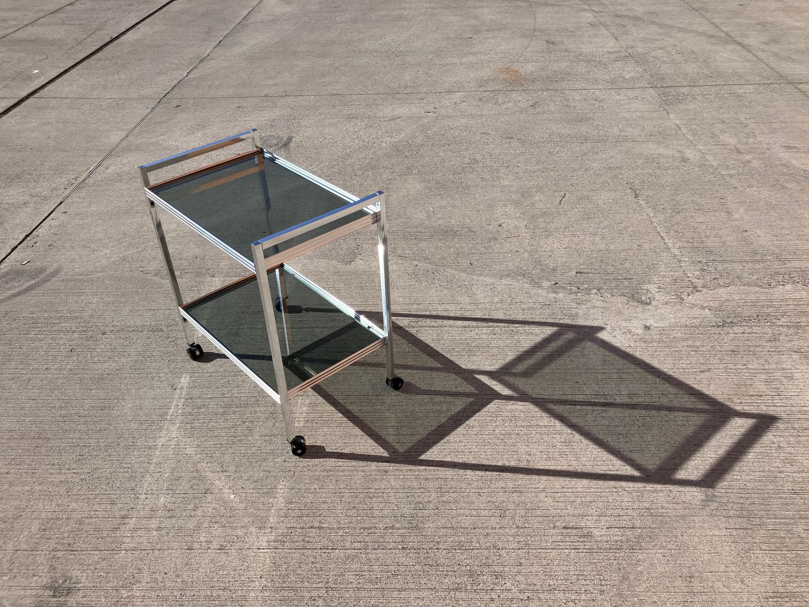 Mid Century Modern Chrome And Glass Drinks Trolley Cart photo vintage