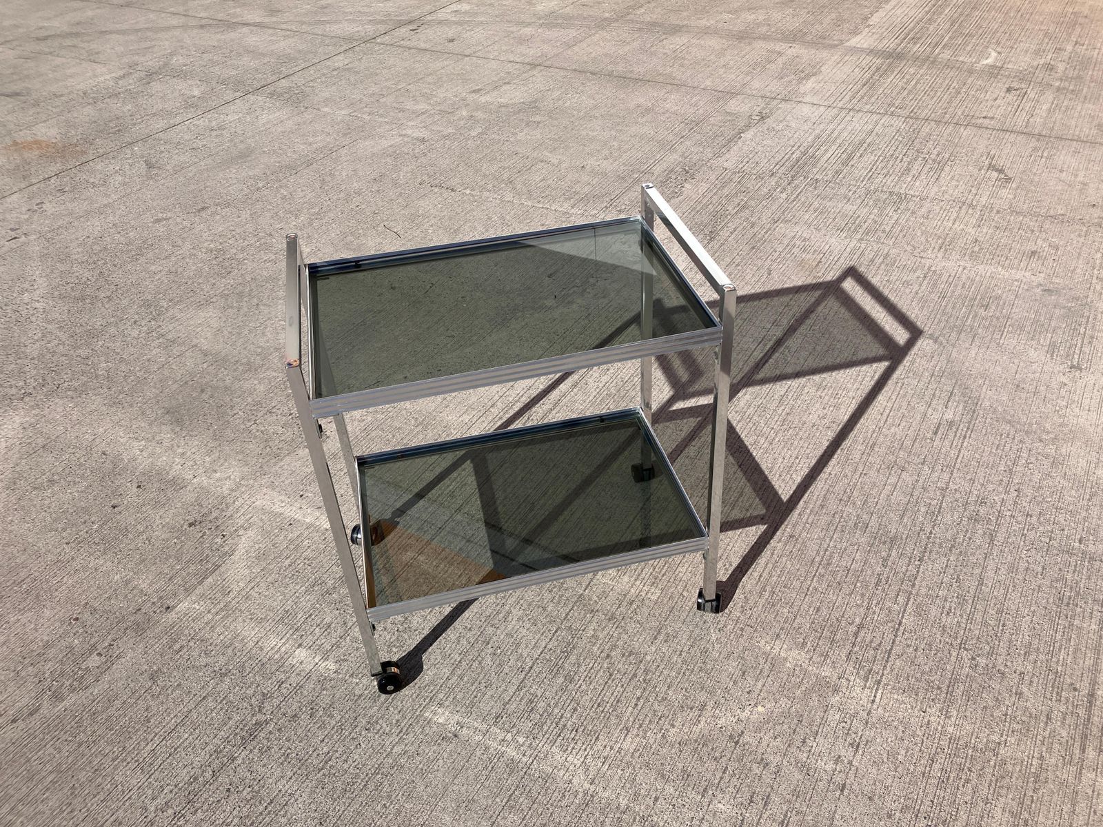 photo furniture Mid Century Modern Chrome And Glass Drinks Trolley Cart