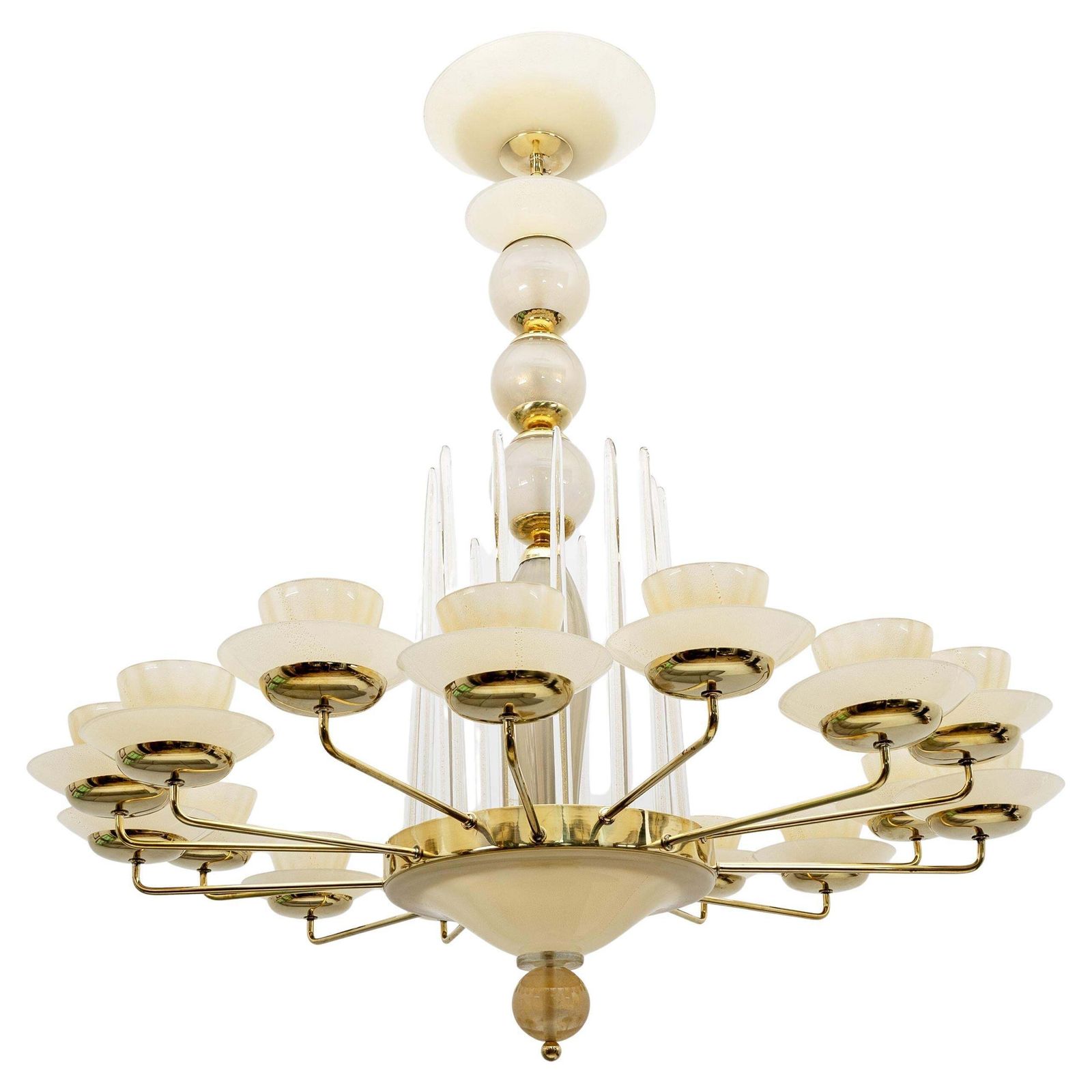 Mid Century Modern Style Brass And Murano Glass Big Chandelier photo furniture