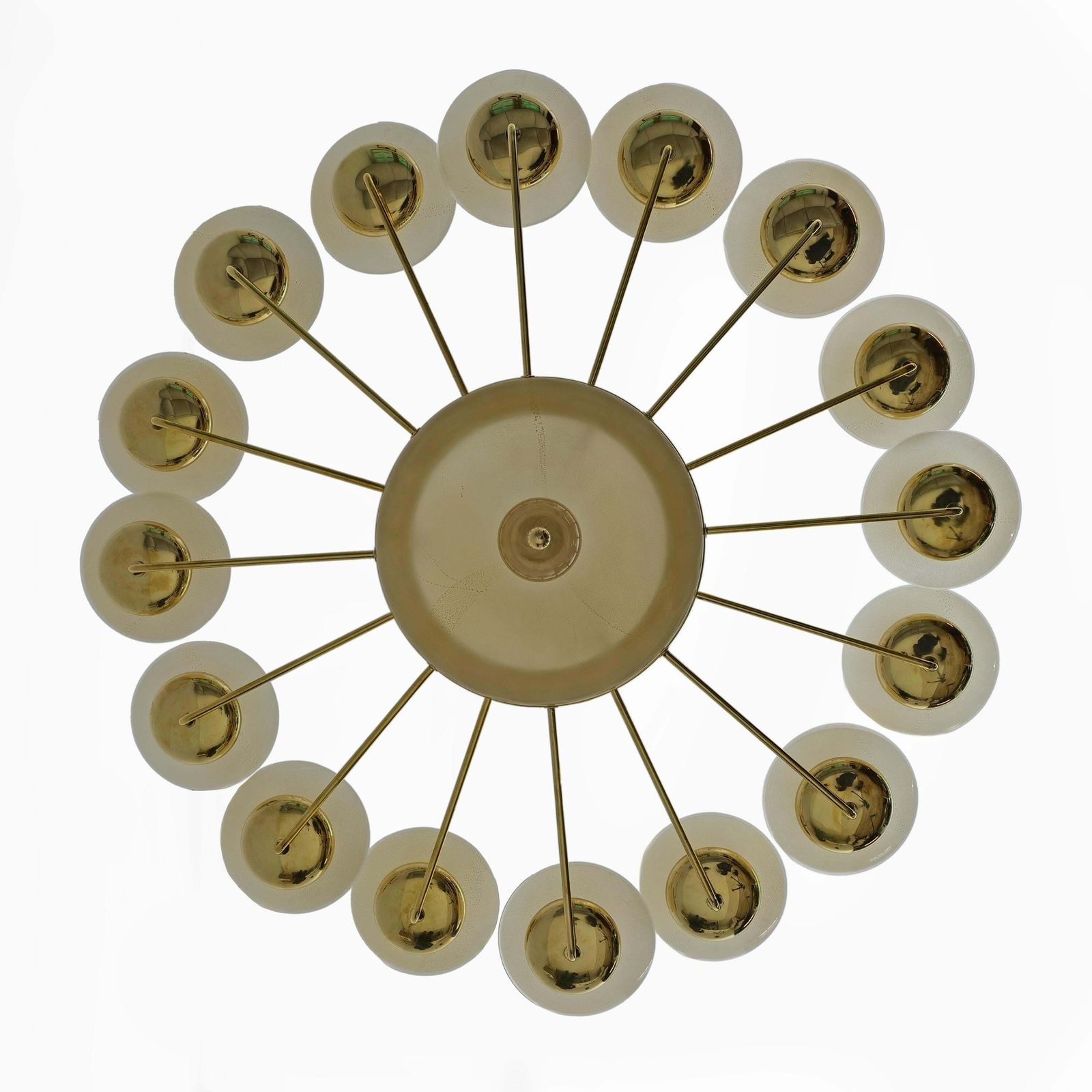 Lighting Mid Century Modern Style Brass And Murano Glass Big Chandelier photo