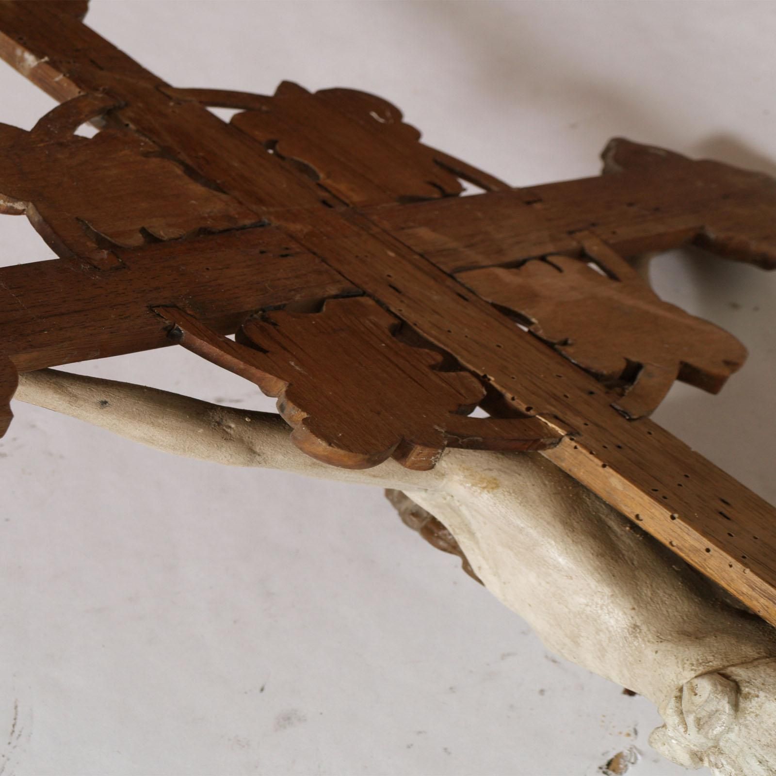 Early 19th Century Italian Hand Carved And Polychromed Wood Crucifix "Cadore" photo Art