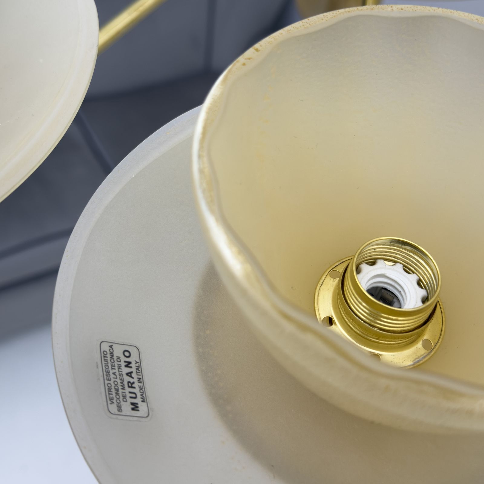 12178.0 Mid Century Modern Style Brass And Murano Glass Big Chandelier photo