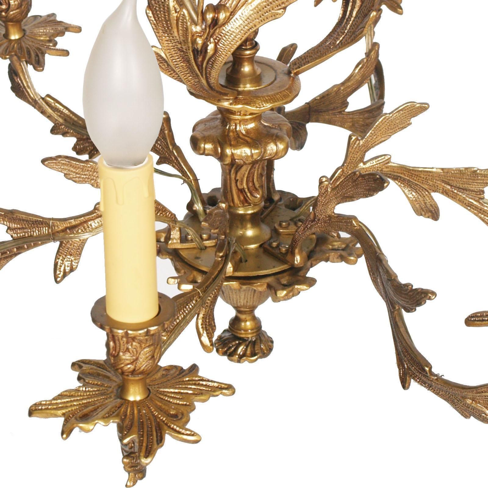 Antique Very Heavy Chandelier From A Old Candlestick, Gilded Bronze, Six Lights photo 6336.4