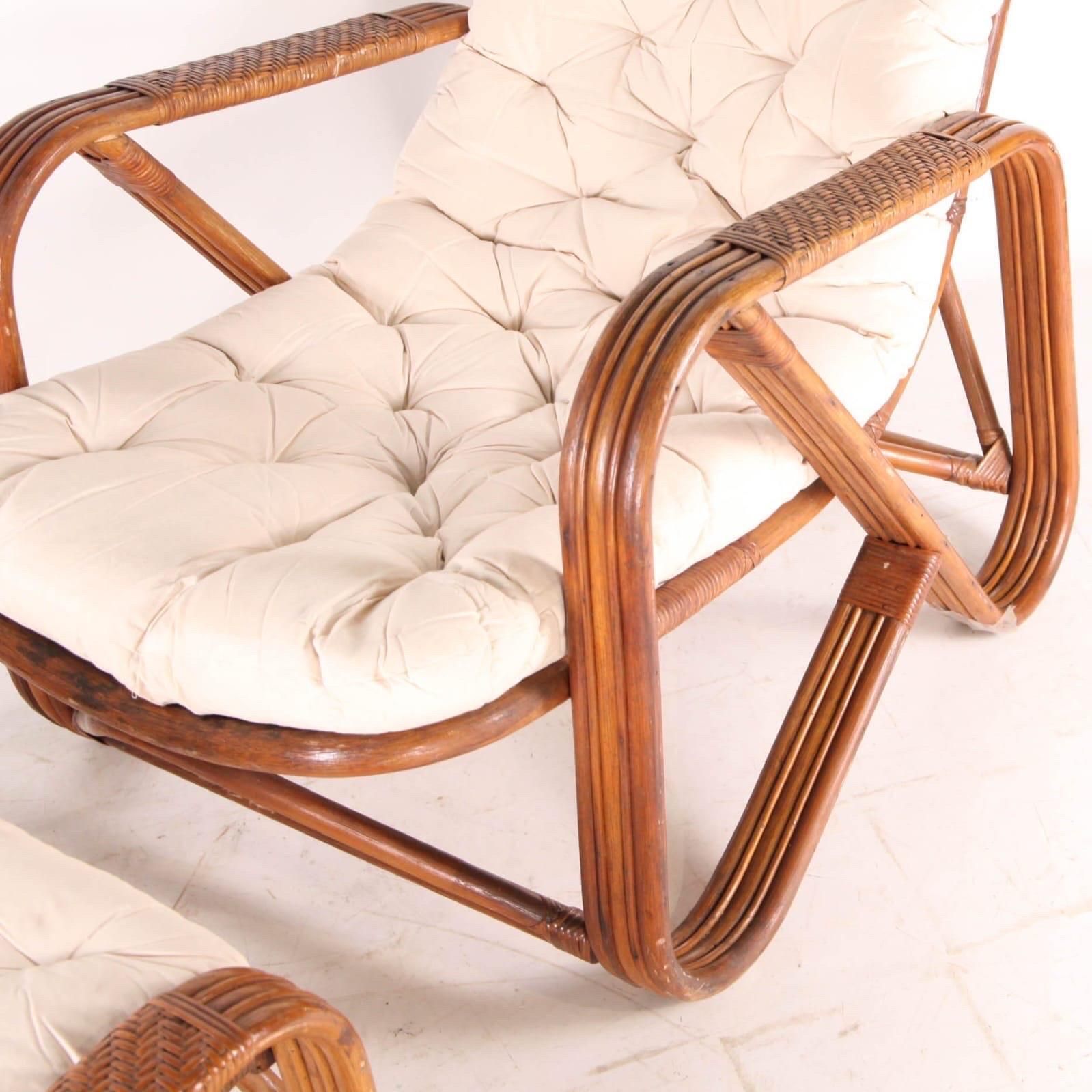 Rattan Lounge Chair And Ottoman photo for sale