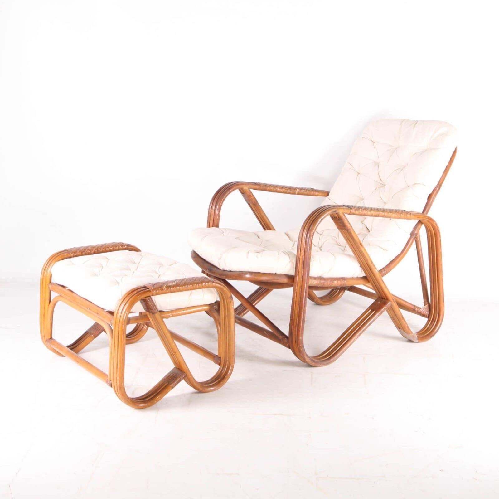 Rattan Lounge Chair And Ottoman photo vintage