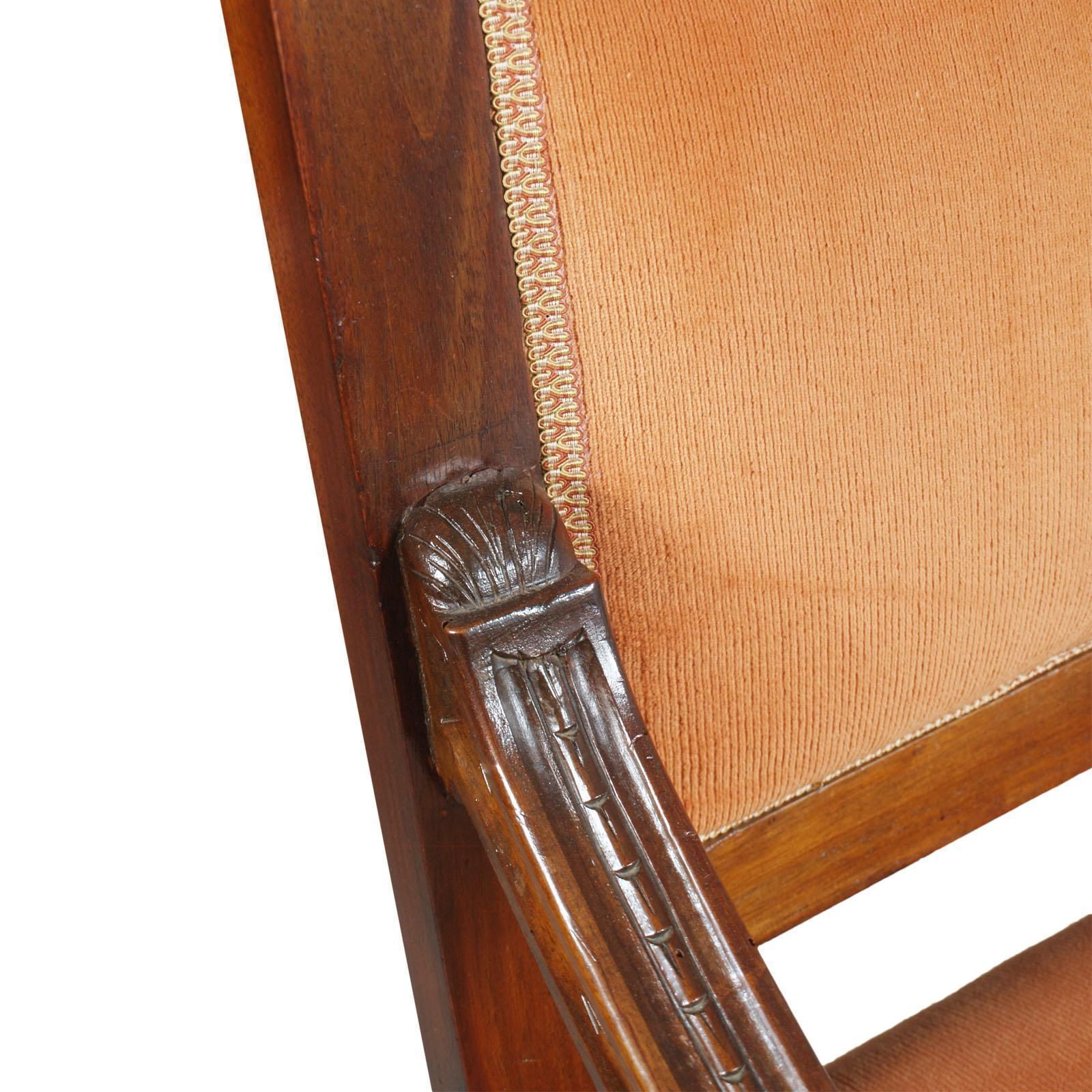 Early 20th Century Carved Renaissance Tuscany Throne Armchair, Wax Polished photo for sale