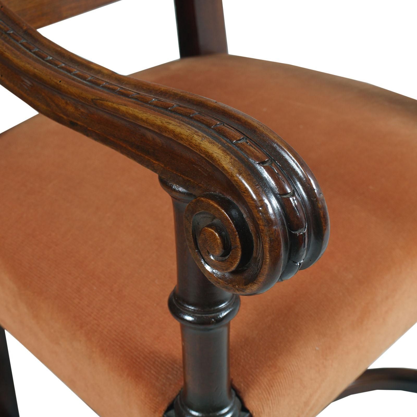 Early 20th Century Carved Renaissance Tuscany Throne Armchair, Wax Polished photo Furniture