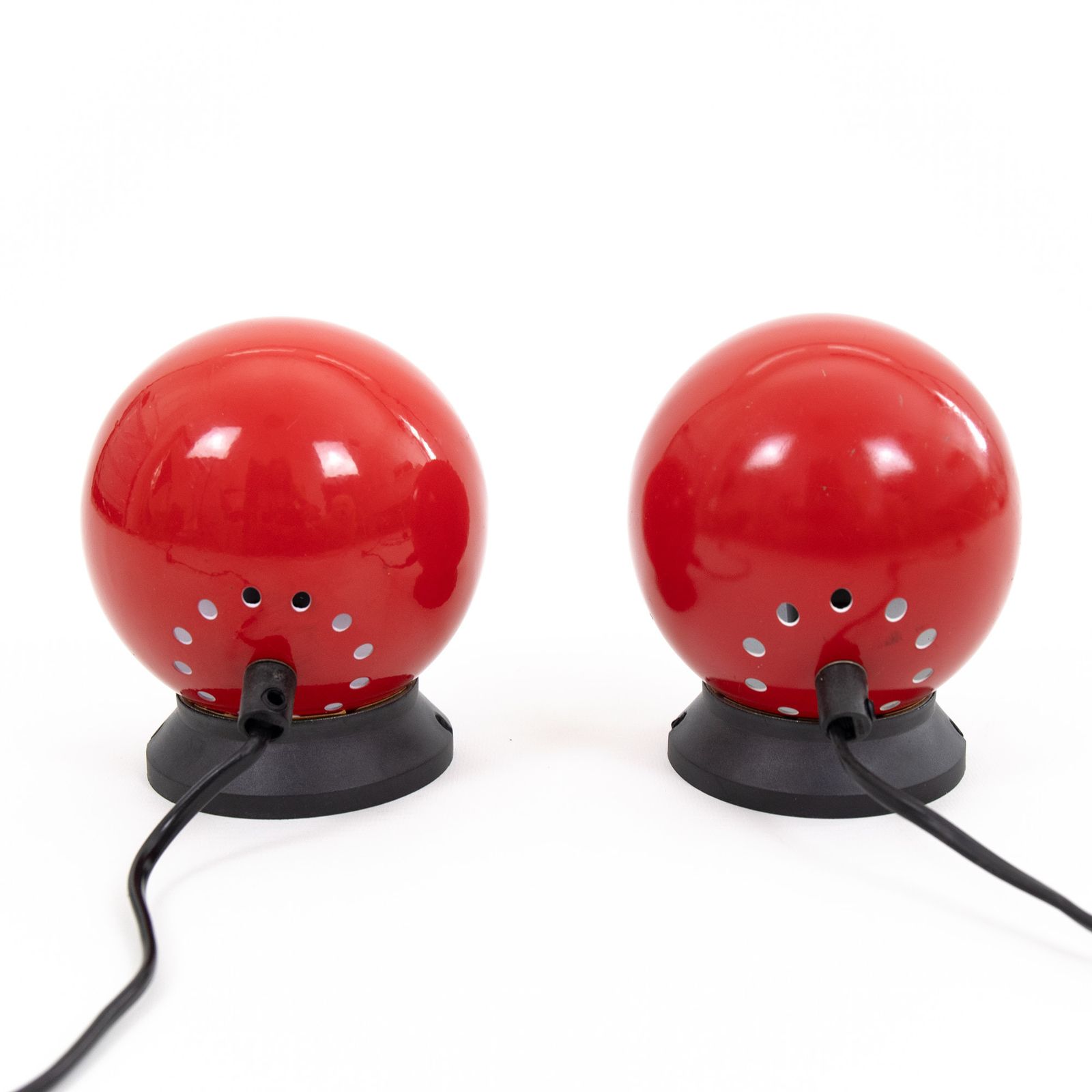 photo for sale Red Mag Ball Light Pair By Abo Randers Of Denmark, 1960s