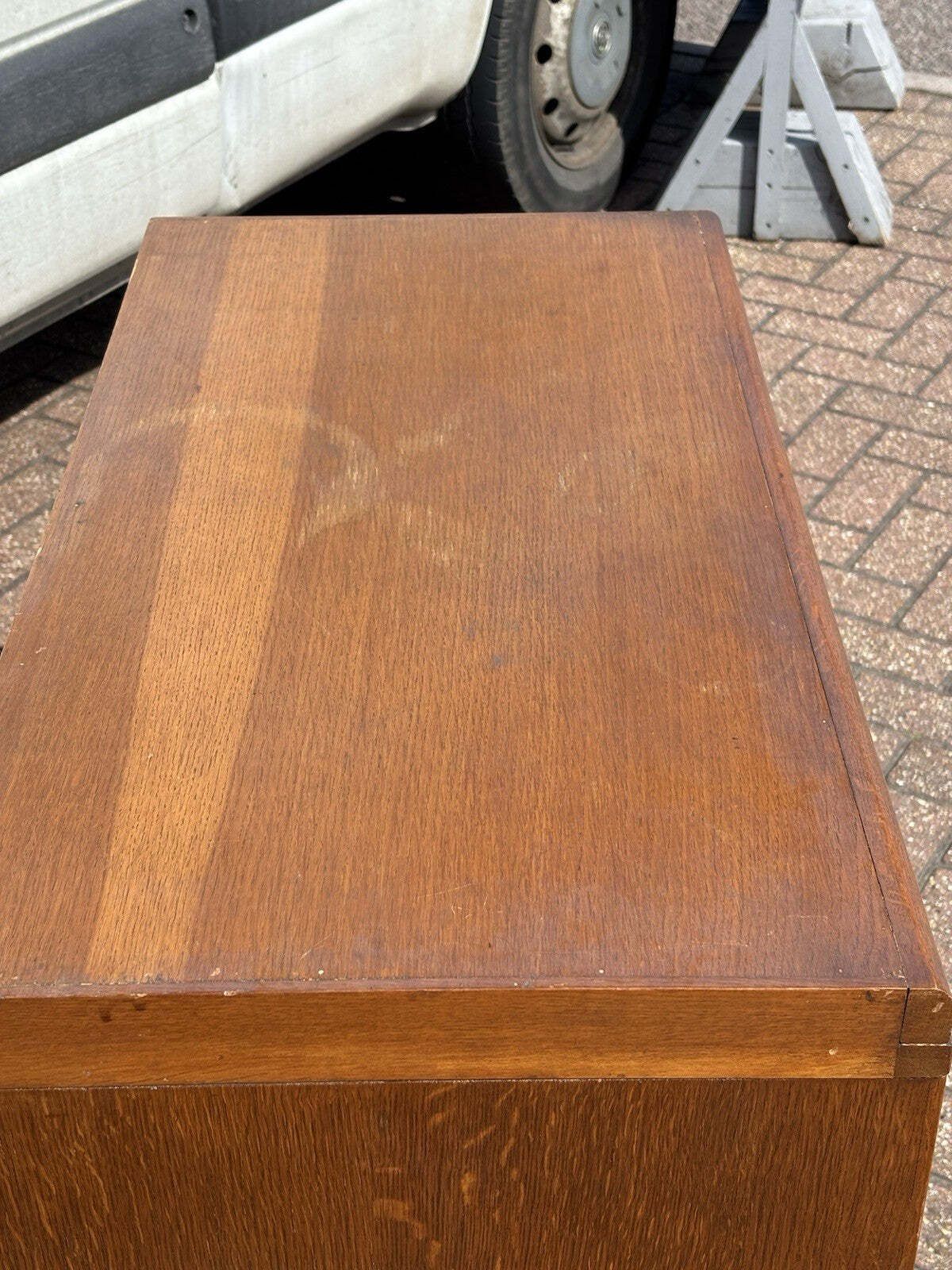 Large Edwardian Floor Standing Oak Filing Drawers. Cabinet Splits In Half. photo 913.0