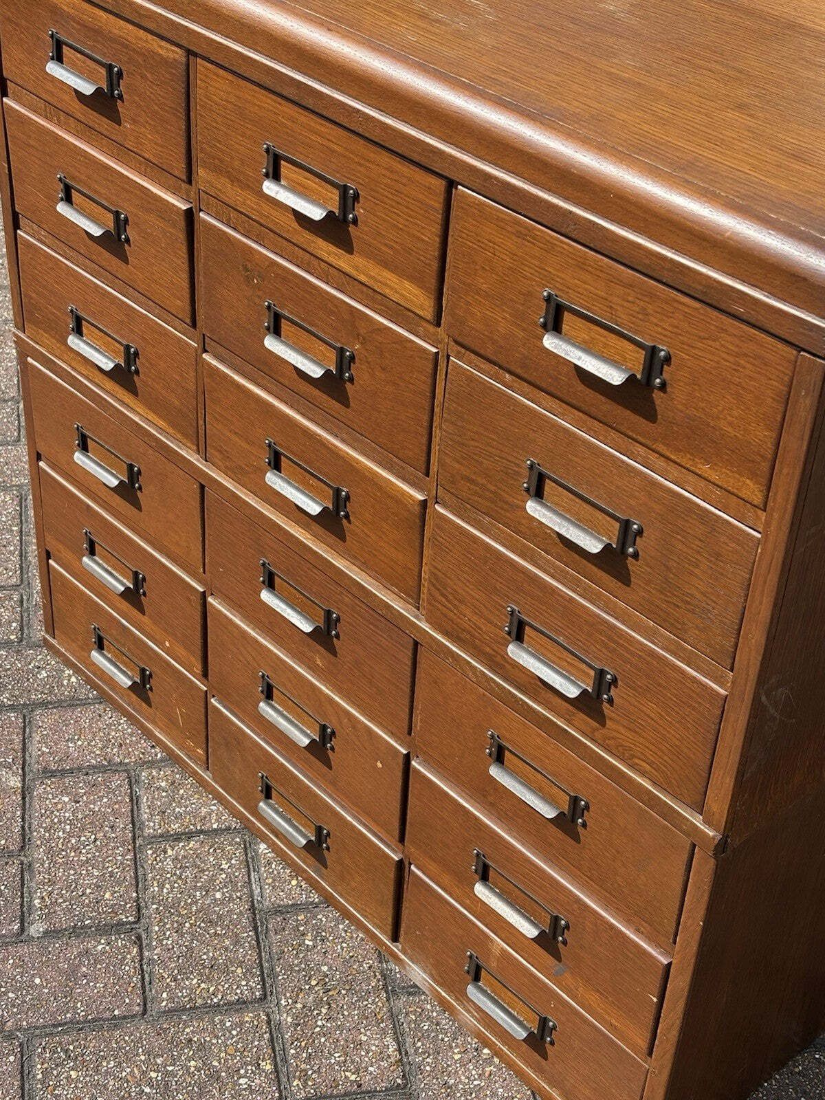 913.0 Large Edwardian Floor Standing Oak Filing Drawers. Cabinet Splits In Half. photo