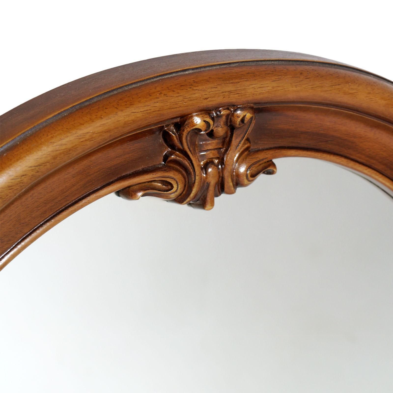 Midcentury Italy Gothic Art Deco Period, Wall Mirror In Carved And Inlay Walnut photo furniture