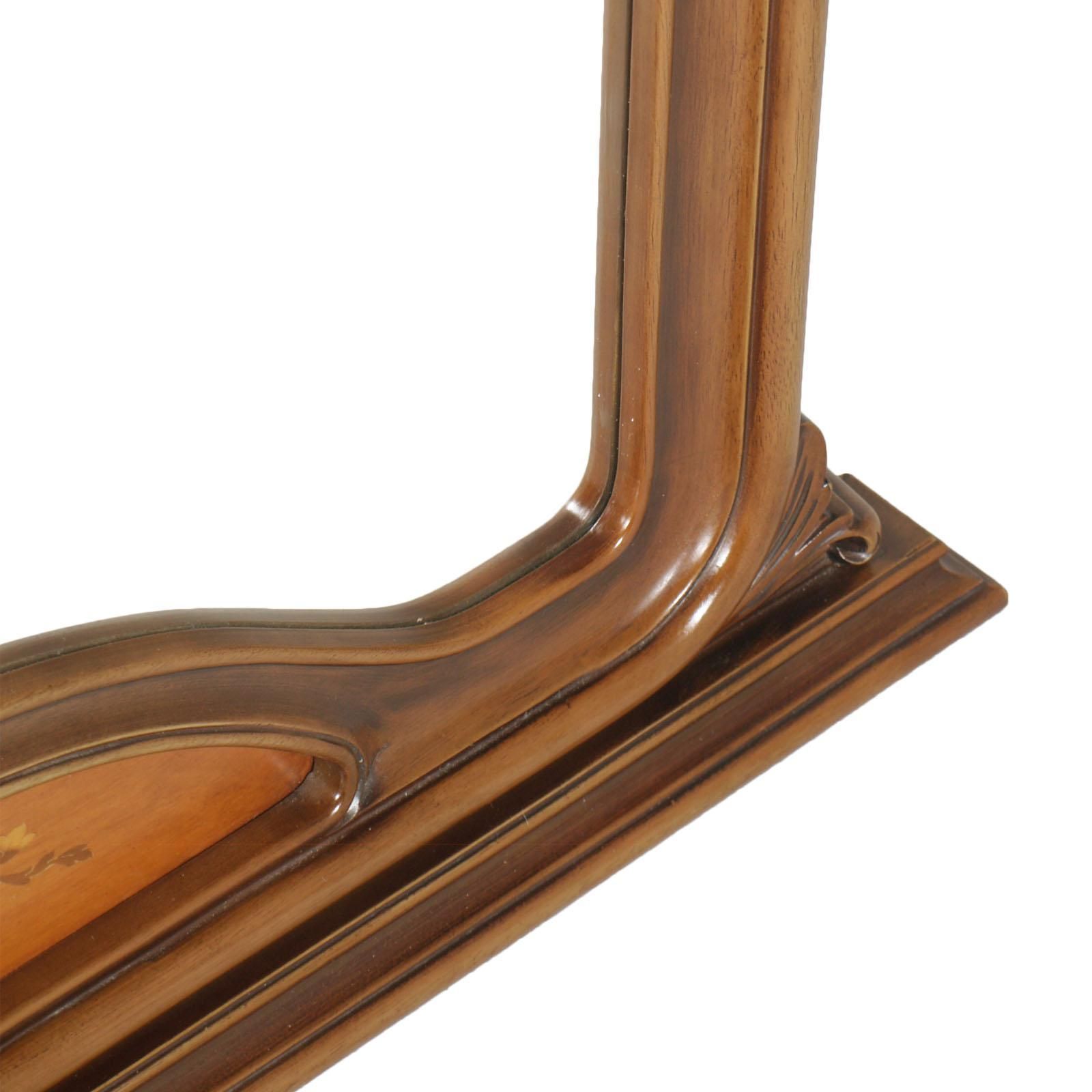 Midcentury Italy Gothic Art Deco Period, Wall Mirror In Carved And Inlay Walnut photo Home Decor