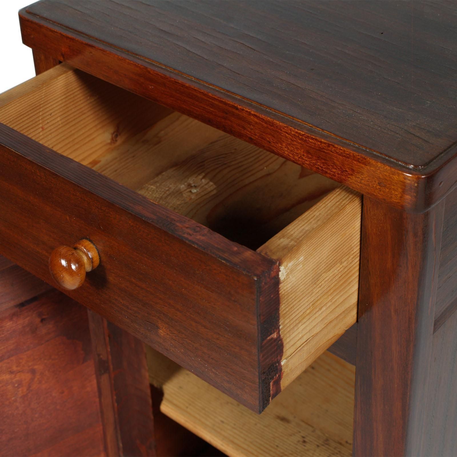 1900s Rustic Country Nightstand, Bedside Table, Walnut And Mahogany, Restored photo vinterior
