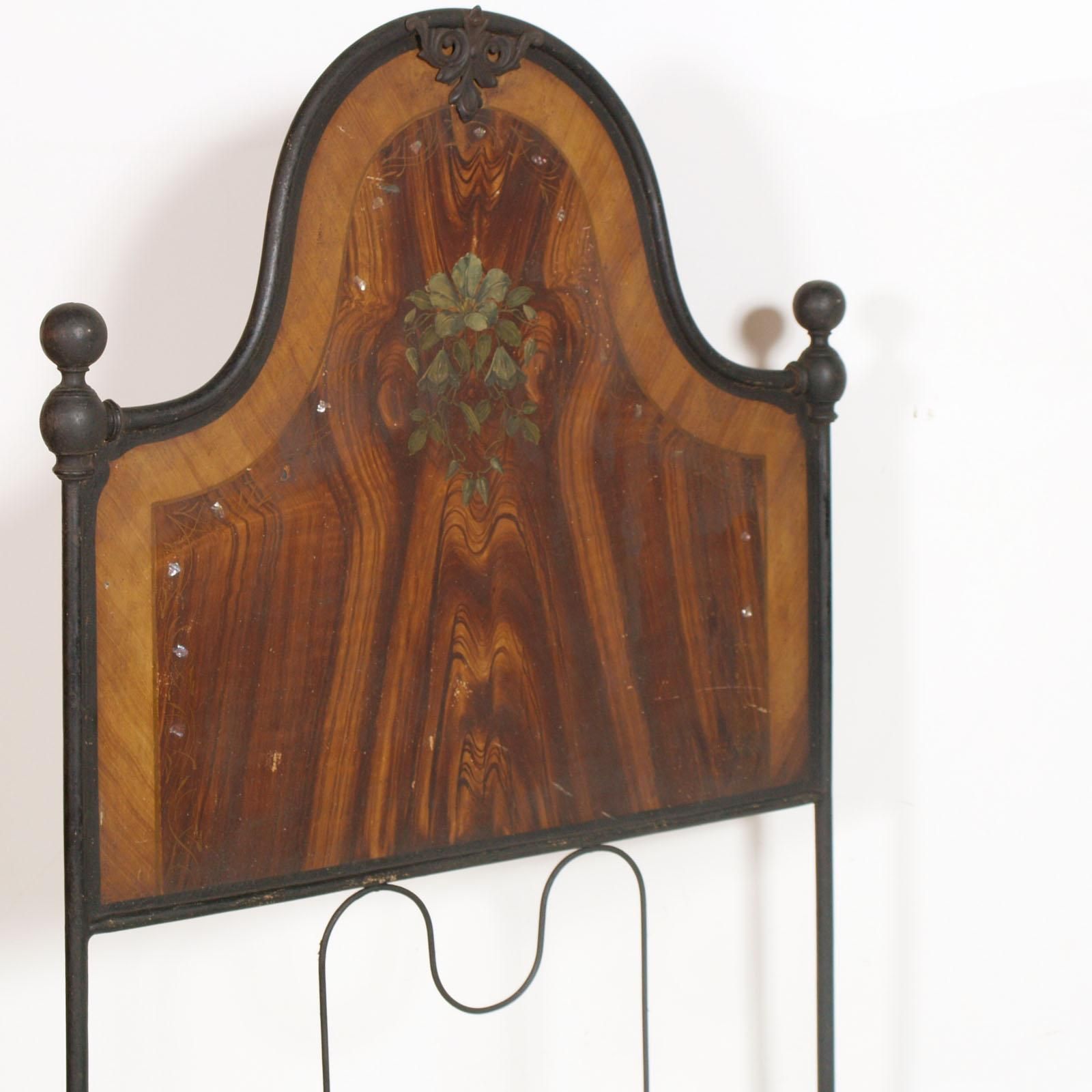 Italian 19th Century Bed Wrought Iron, Decorated With Mother Of Pearl Scales photo Furniture