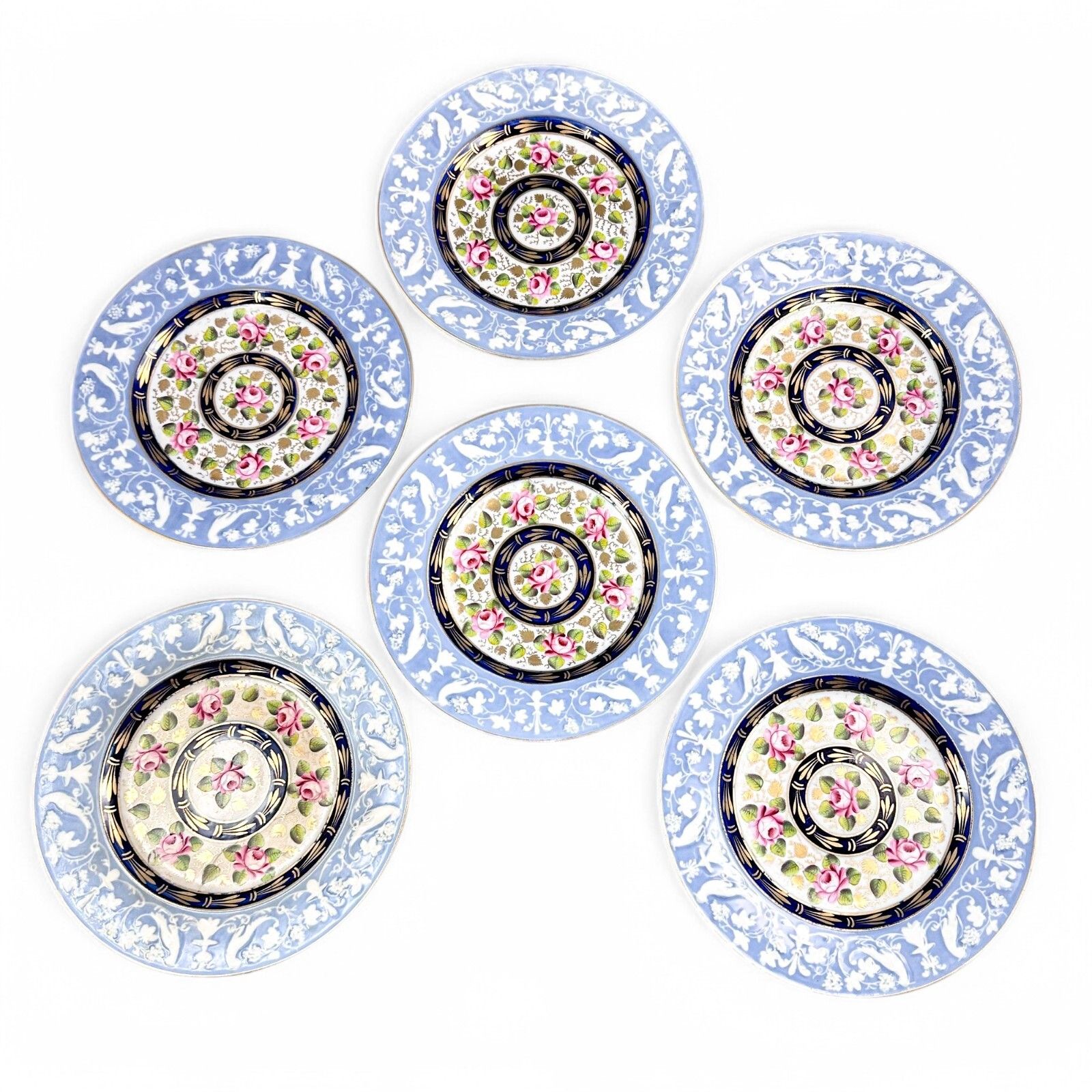 Home Decor Rare Staffordshire New Hall Dessert Set With Resist Moulded Borders Circa 1820 photo